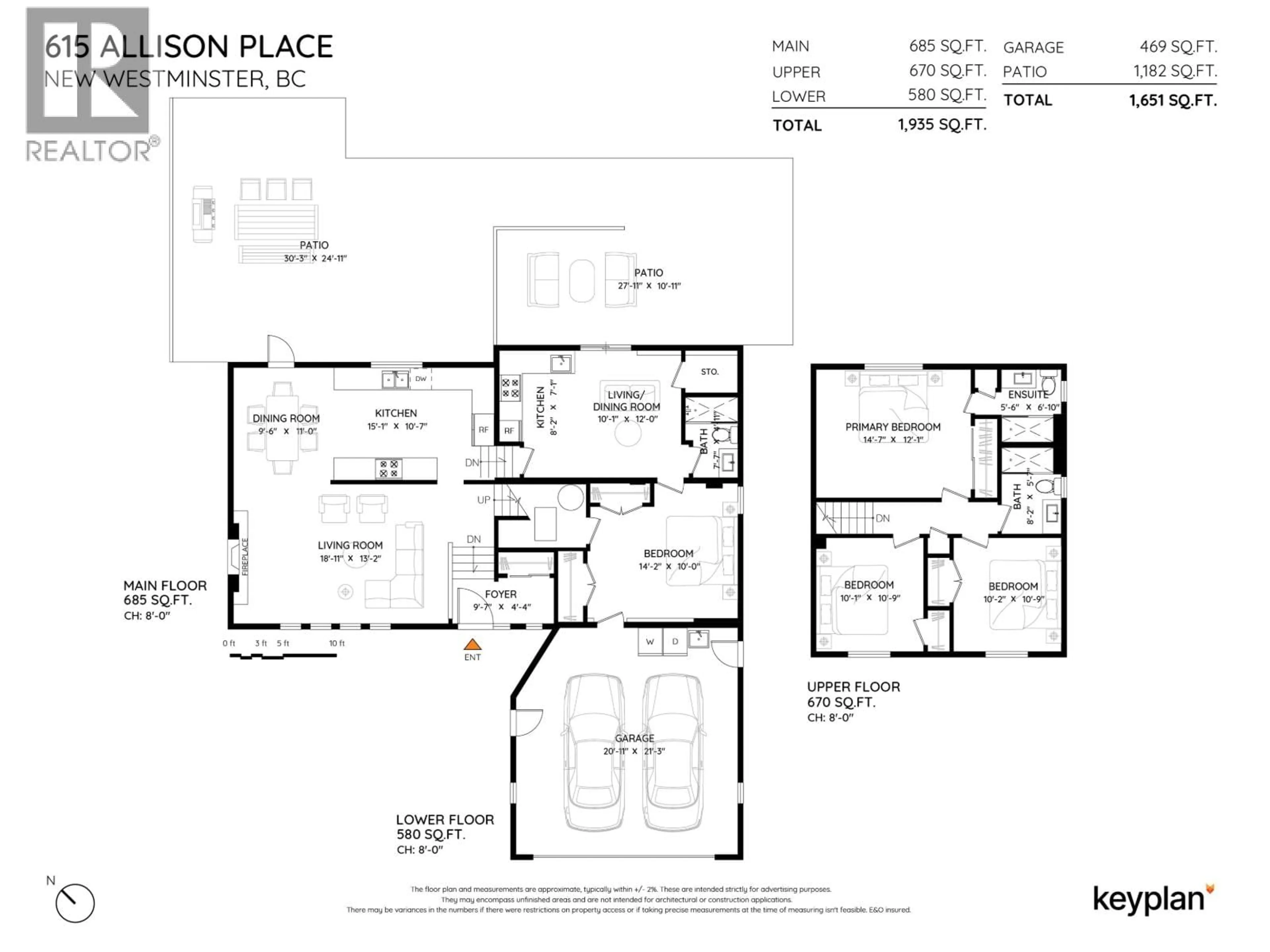 Floor plan for 615 ALLISON PLACE, New Westminster British Columbia V3L5C1