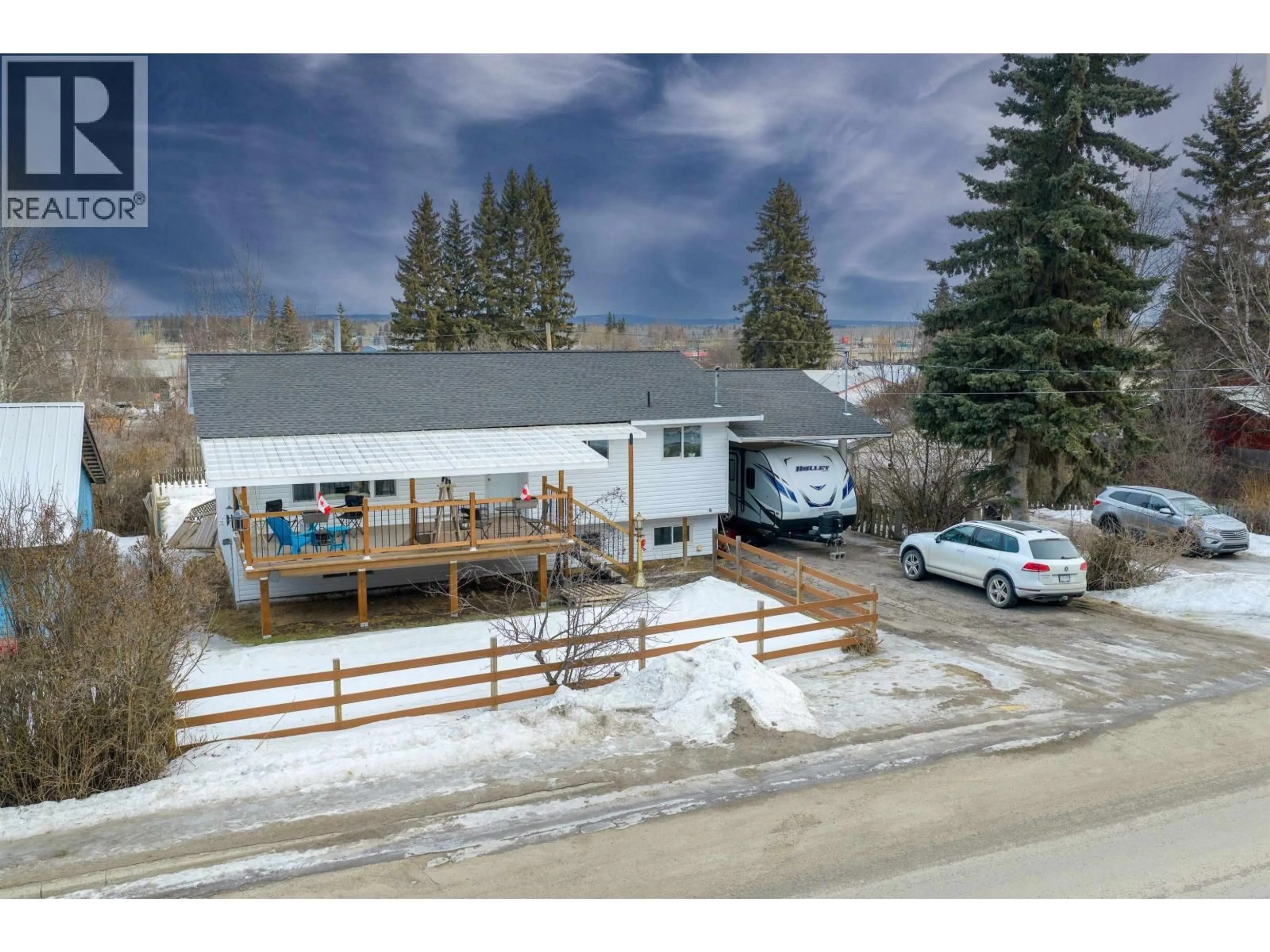A pic from outside/outdoor area/front of a property/back of a property/a pic from drone, mountain view for 265 4TH STREET, Vanderhoof British Columbia V0J3A0