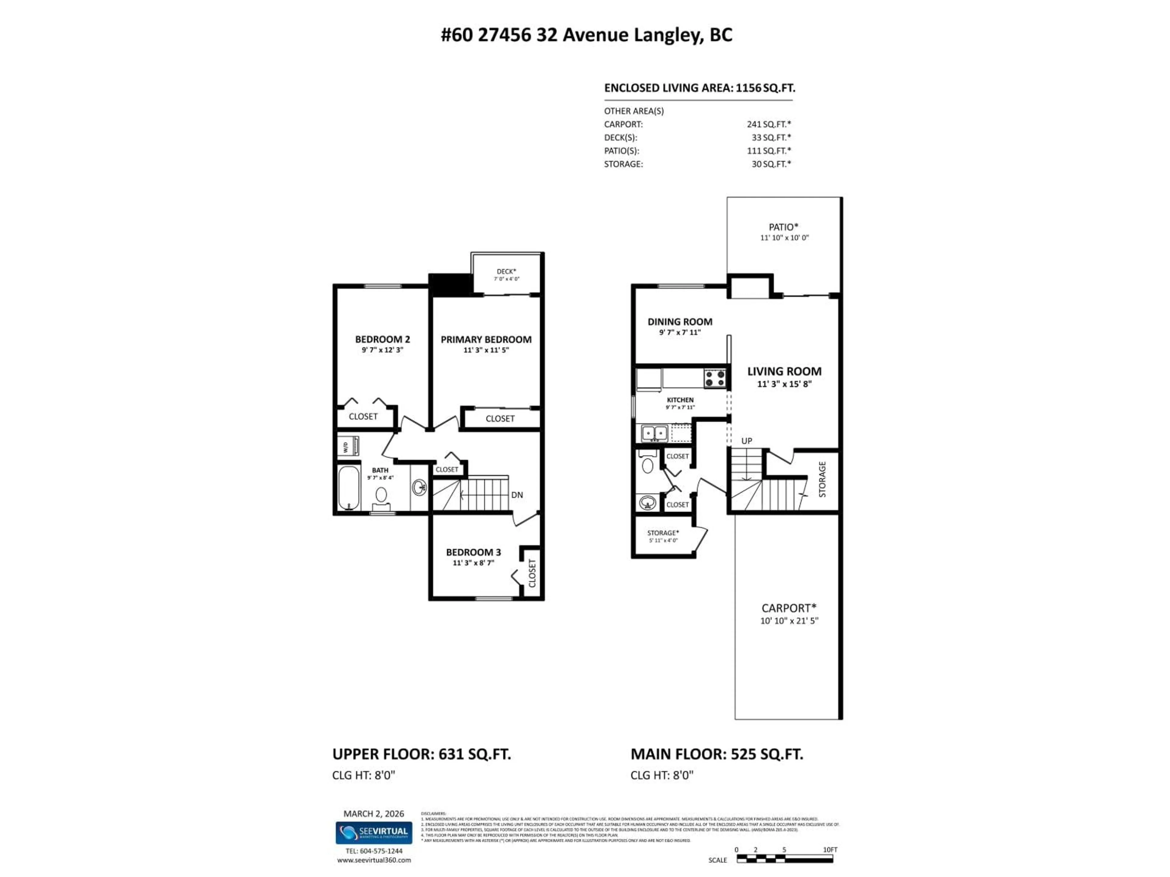 Floor plan for 60 - 27456 32 AVENUE, Langley British Columbia V4W3P1