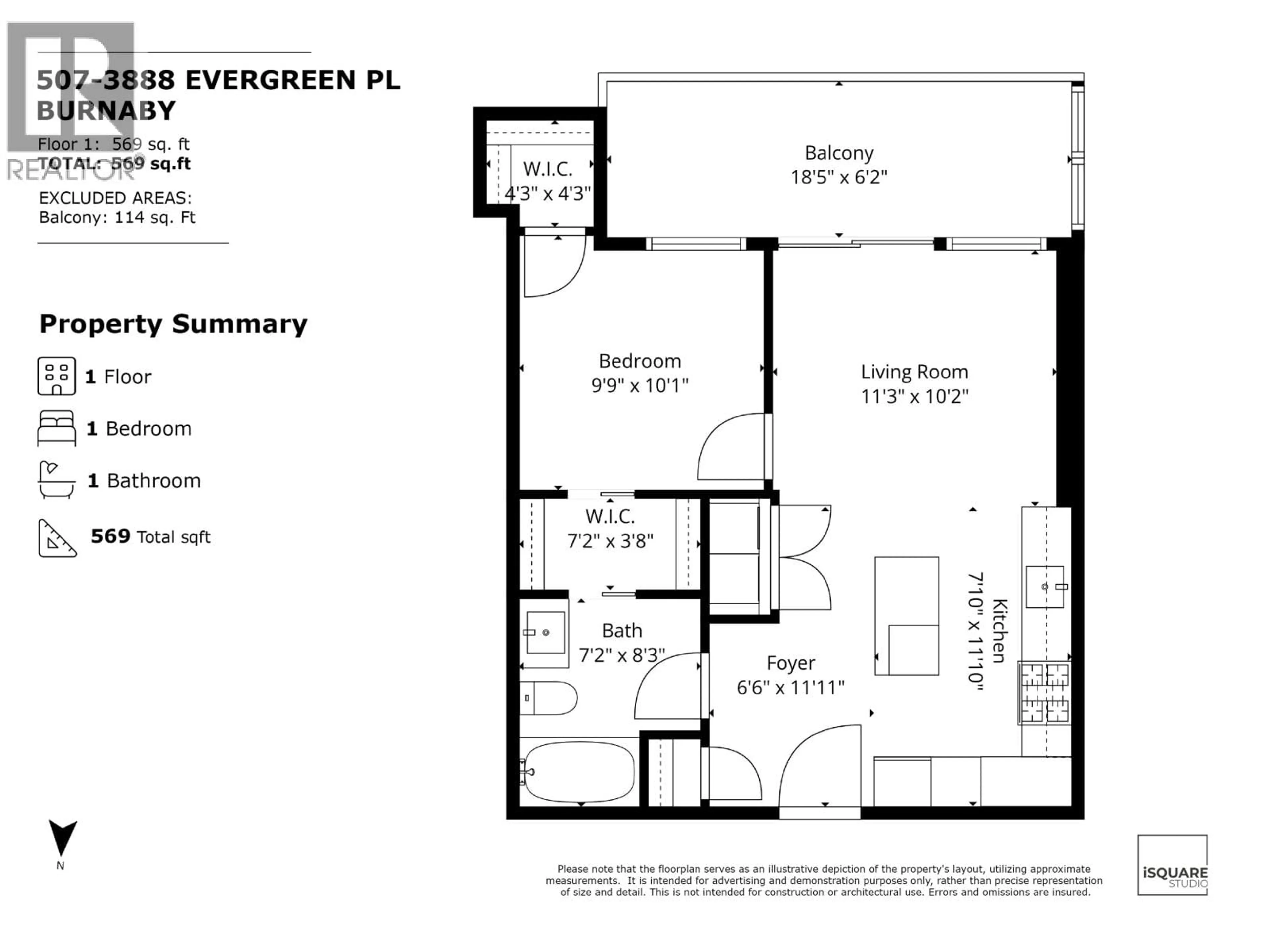 Floor plan for 507 - 3888 EVERGREEN PLACE, Burnaby British Columbia V3J0M3