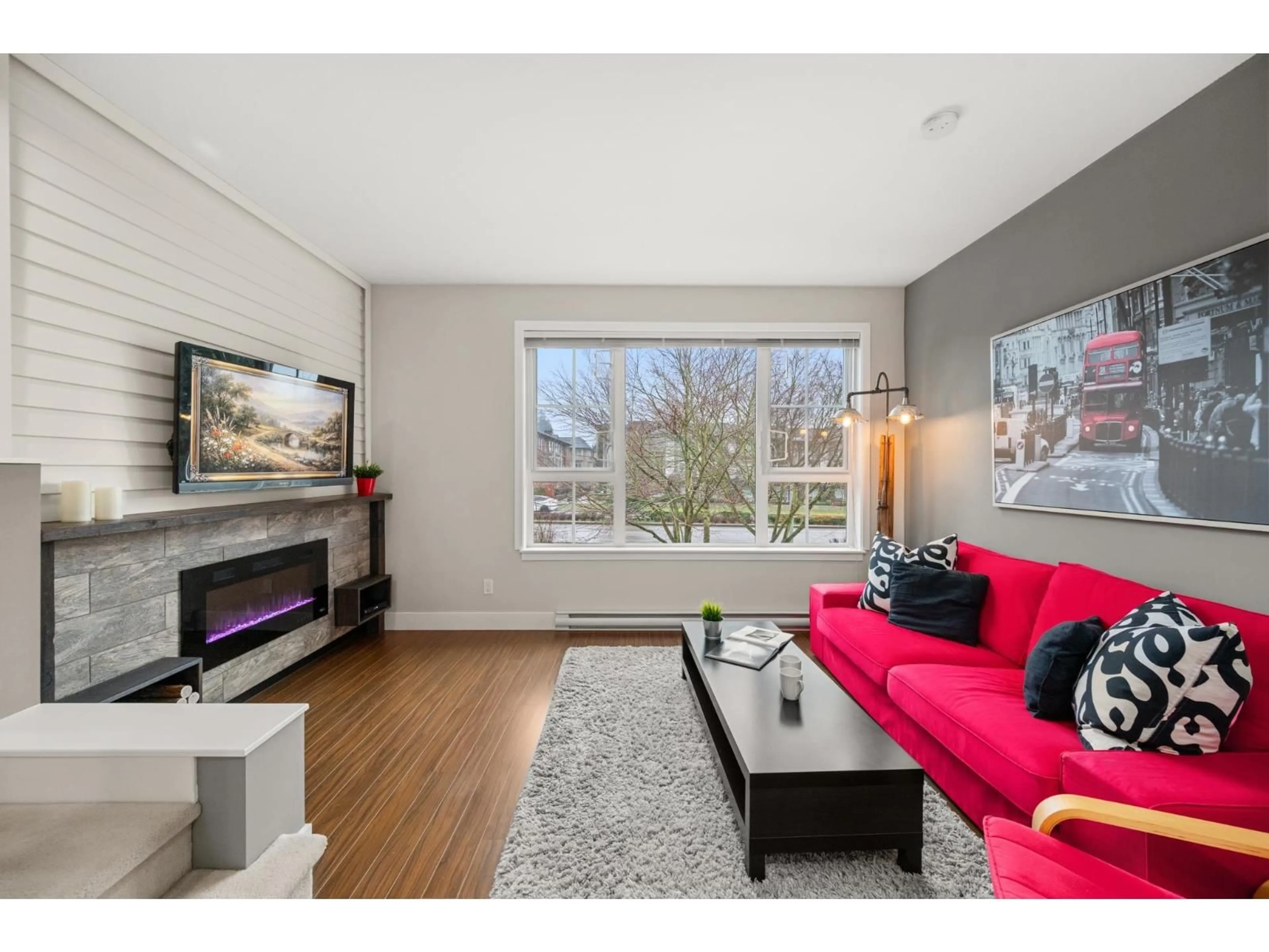 Living room with furniture, wood/laminate floor for 67 - 2450 161A STREET, Surrey British Columbia V3S8K4