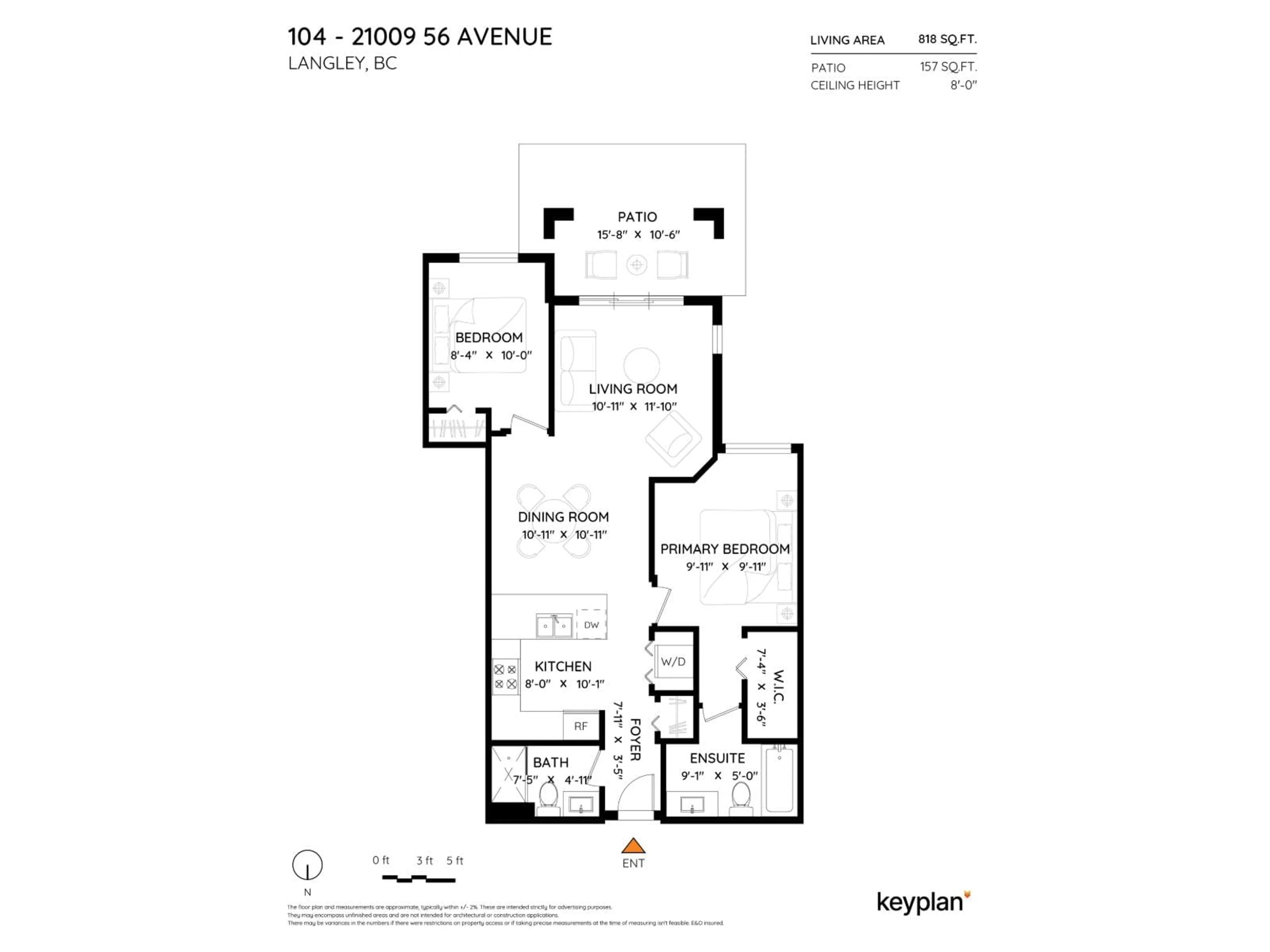 Floor plan for 104 - 21009 56 AVENUE, Langley British Columbia V3A0C9