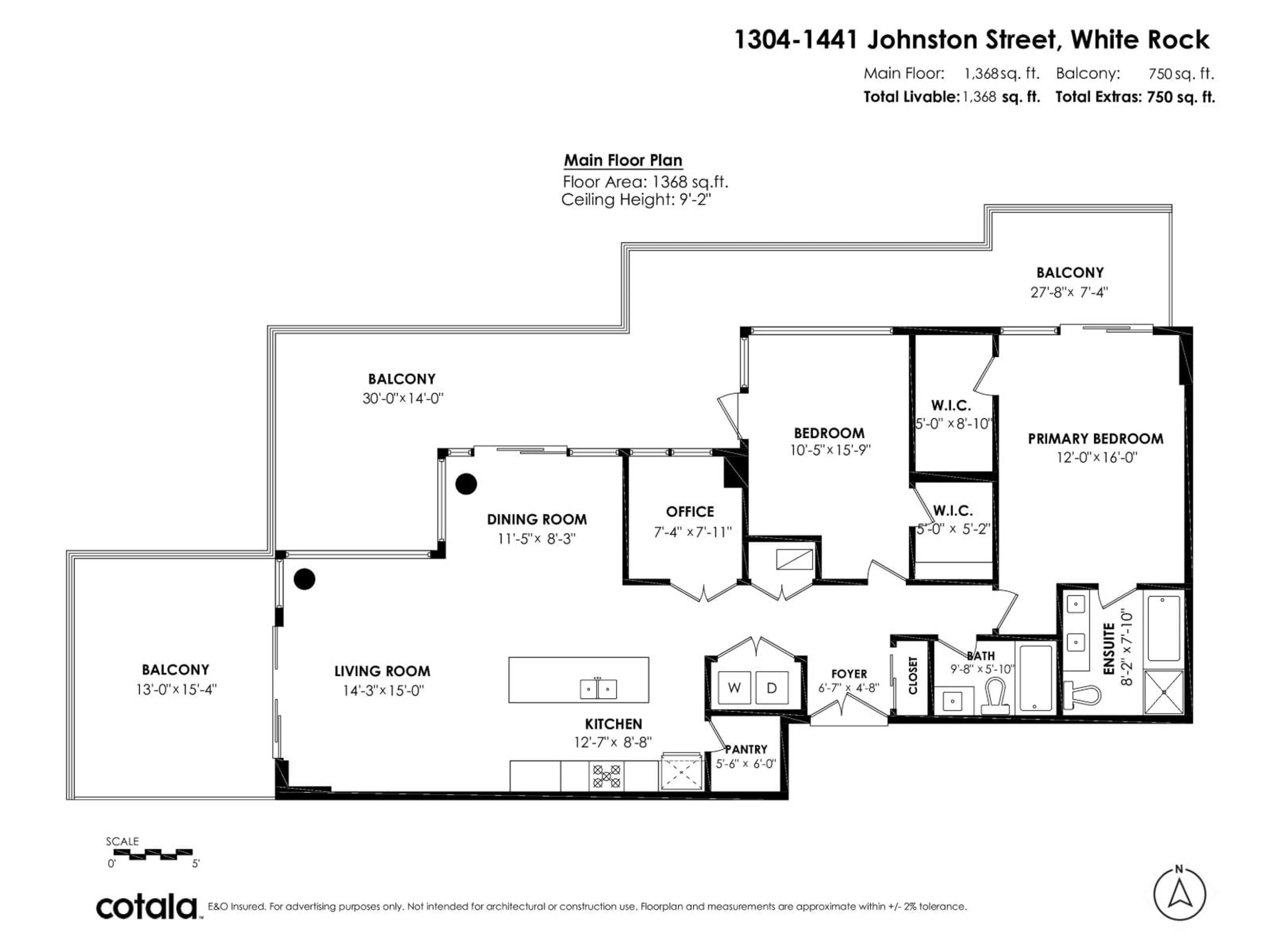 Floor plan for 1304 - 1441 JOHNSTON STREET, White Rock British Columbia V4B3Z4