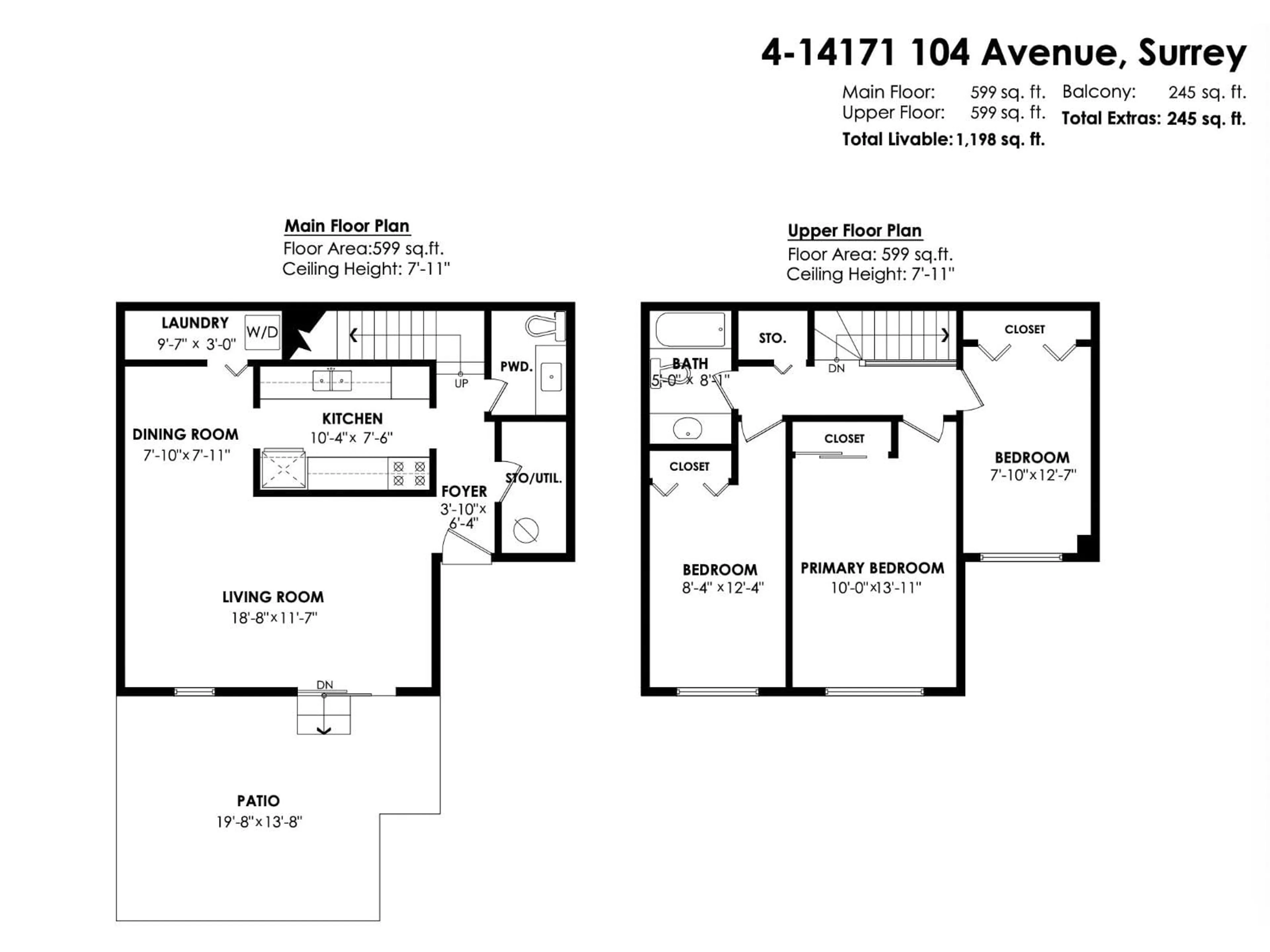 Floor plan for 4 - 14171 104 AVENUE, Surrey British Columbia V3T1X6
