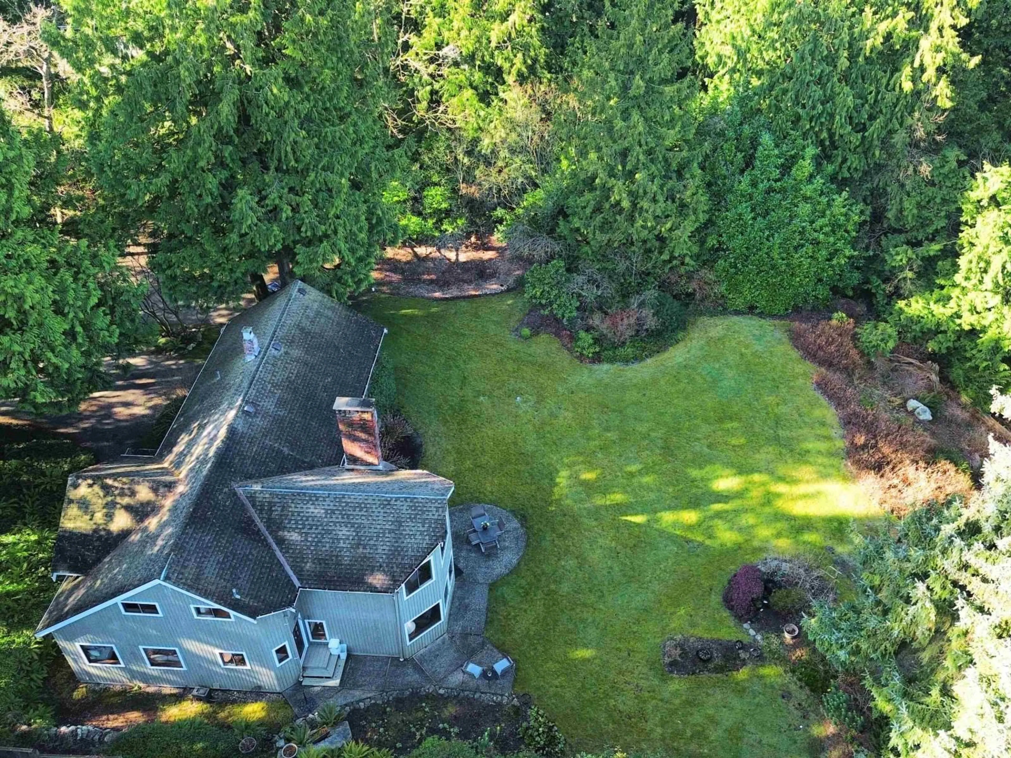 A pic from outside/outdoor area/front of a property/back of a property/a pic from drone, forest/trees view for 12581 CRESCENT ROAD, Surrey British Columbia V4A2V4