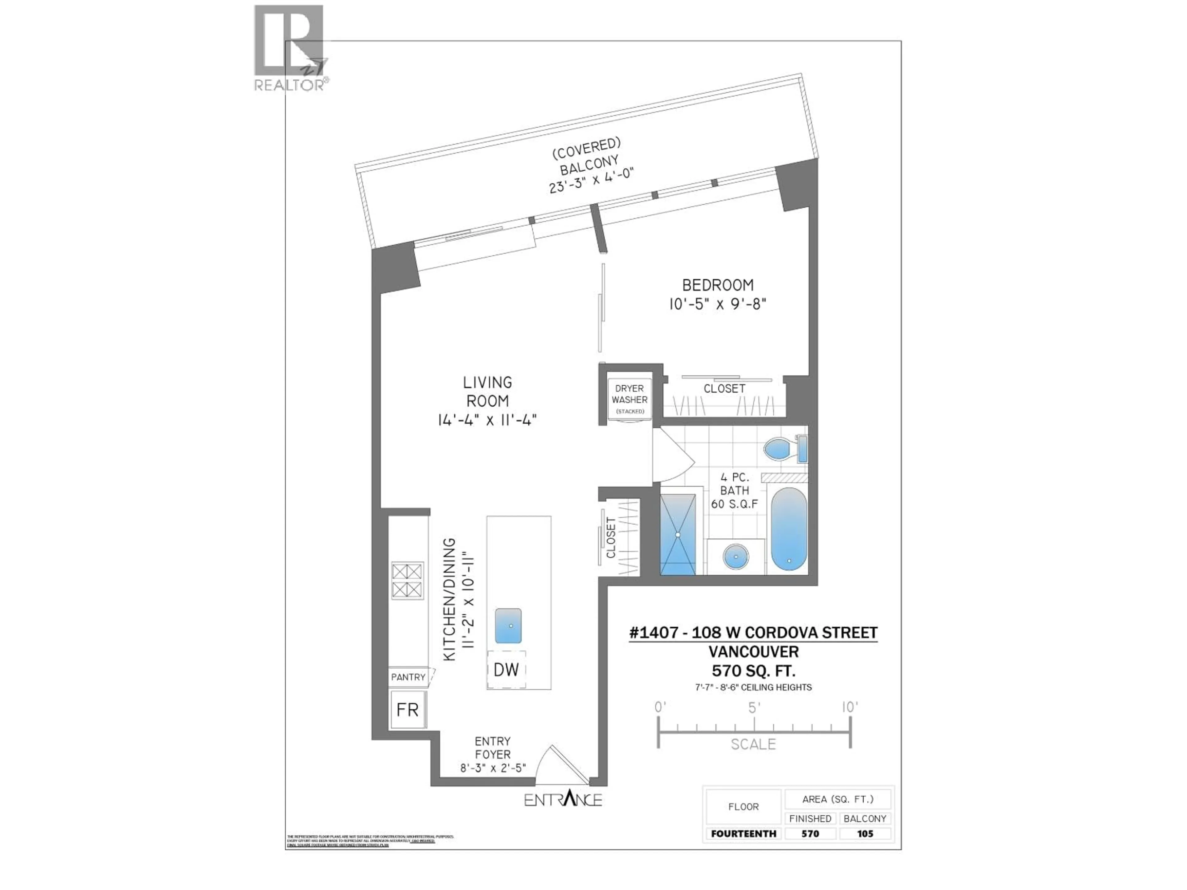 Floor plan for 1407 - 108 CORDOVA STREET, Vancouver British Columbia V6B0G5