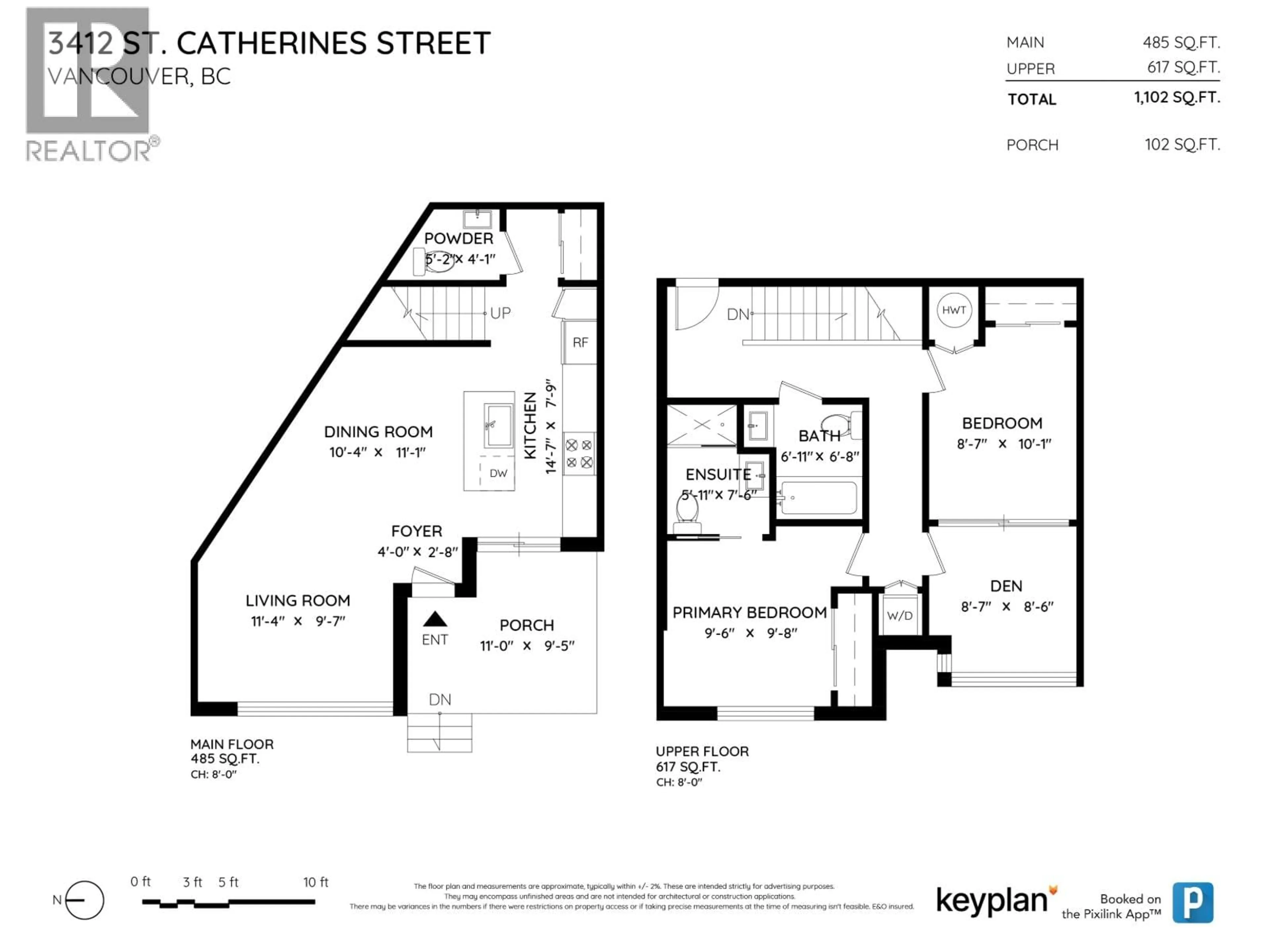 Floor plan for 3412 ST. CATHERINES STREET, Vancouver British Columbia V5V3C4