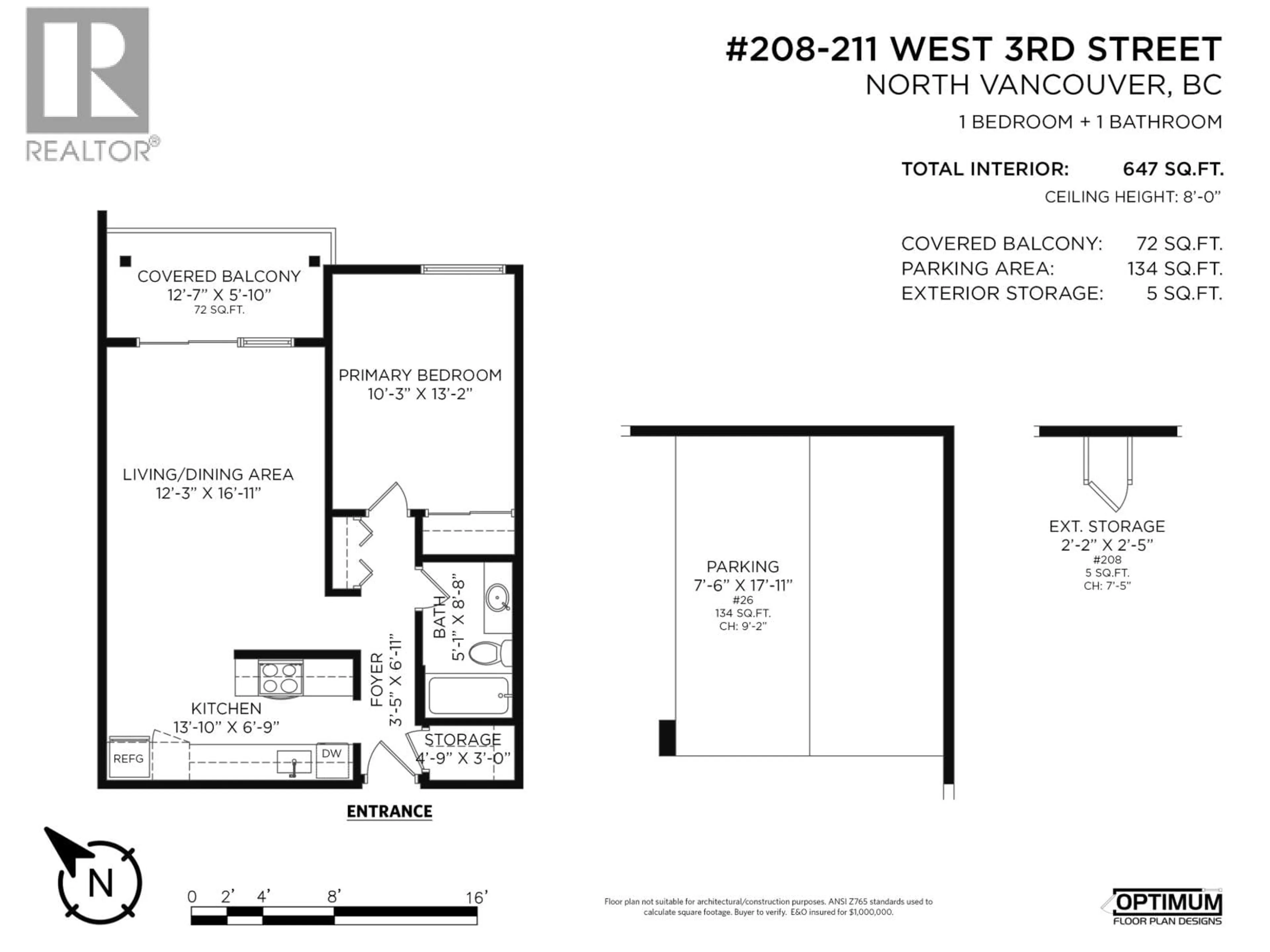 Floor plan for 208 - 211 3RD STREET, North Vancouver British Columbia V7M1E9