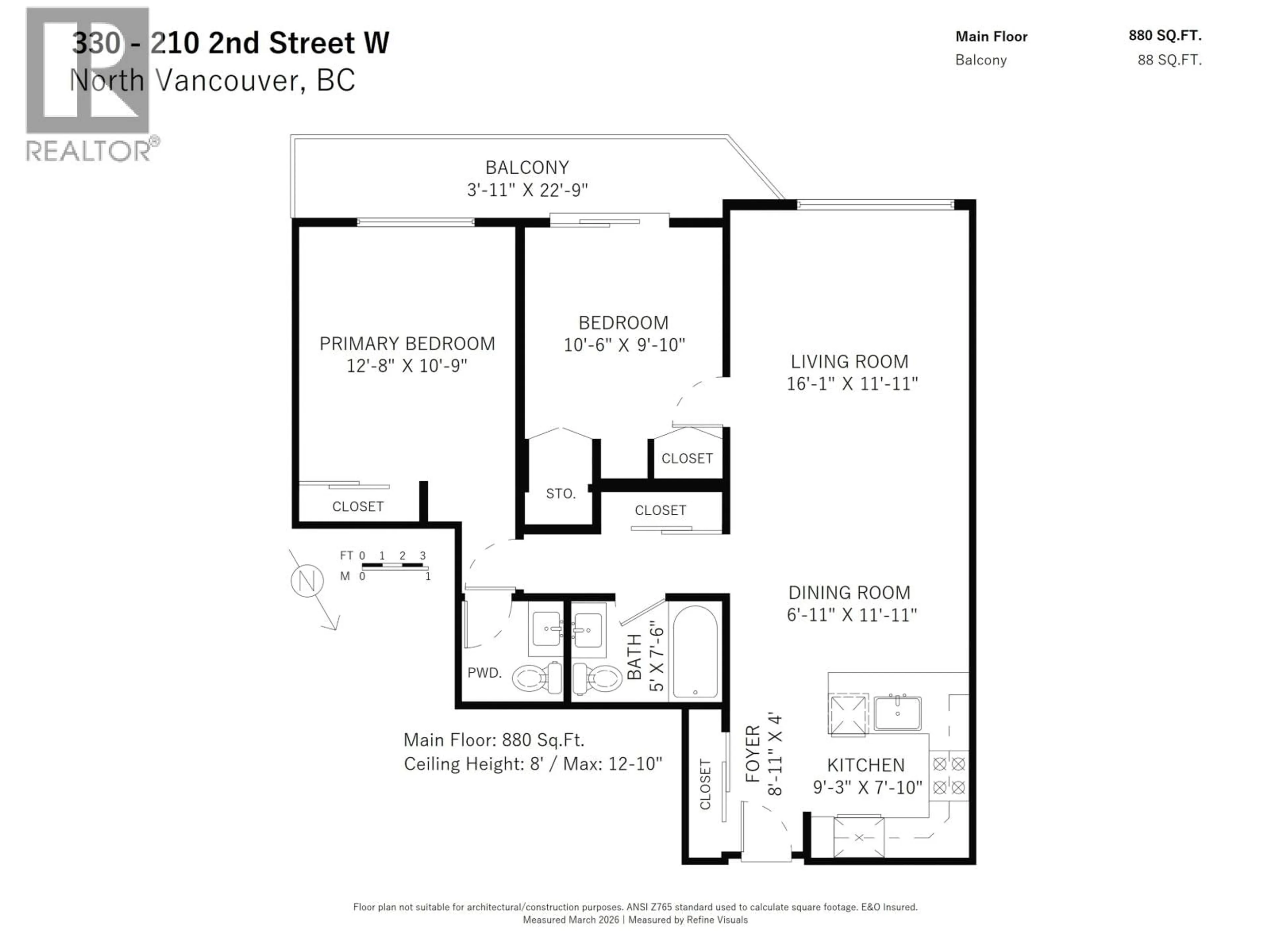 Floor plan for 330 - 210 2ND STREET, North Vancouver British Columbia V7M1C6