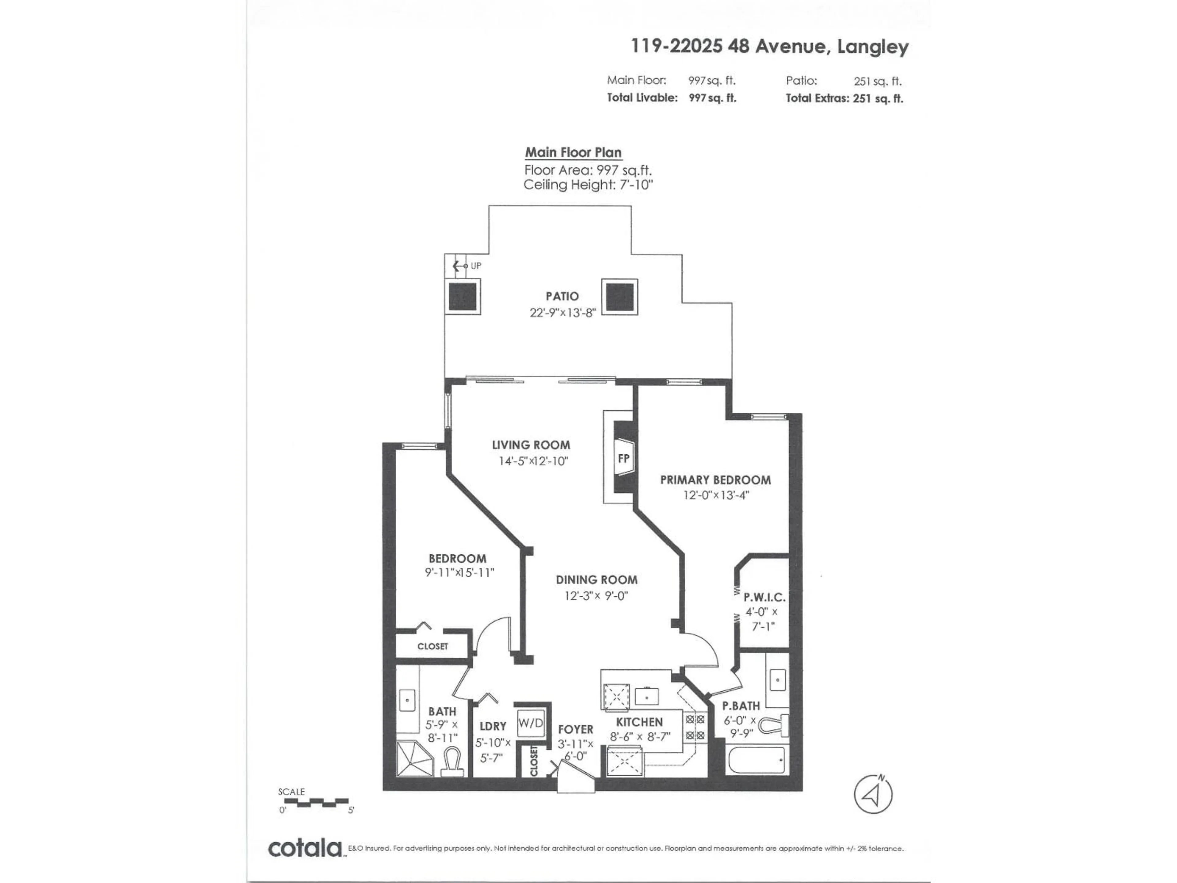 Floor plan for 119 - 22025 48 AVENUE, Langley British Columbia V3A8L2