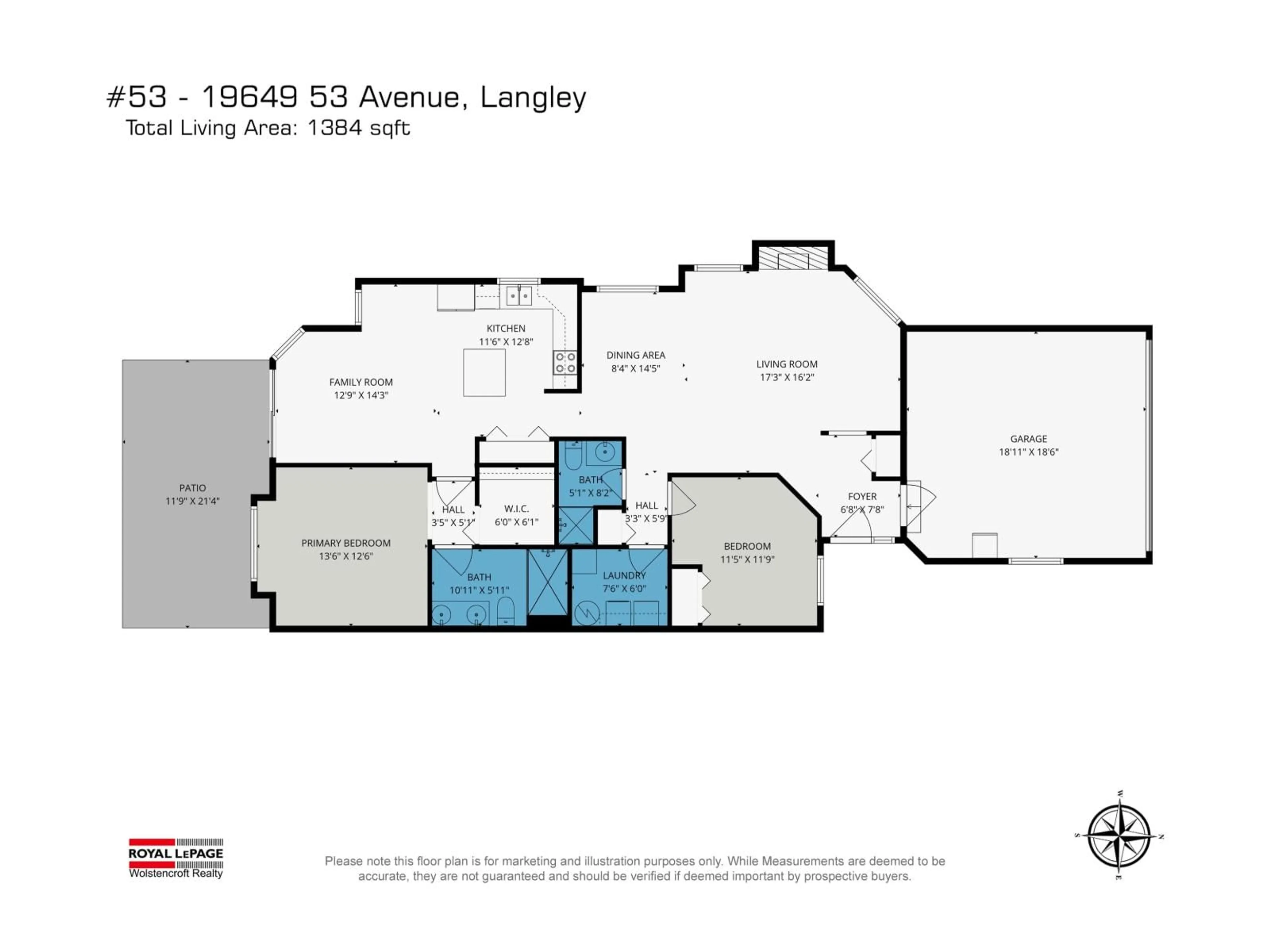 Floor plan for 53 - 19649 53 AVENUE, Langley British Columbia V3A8C5