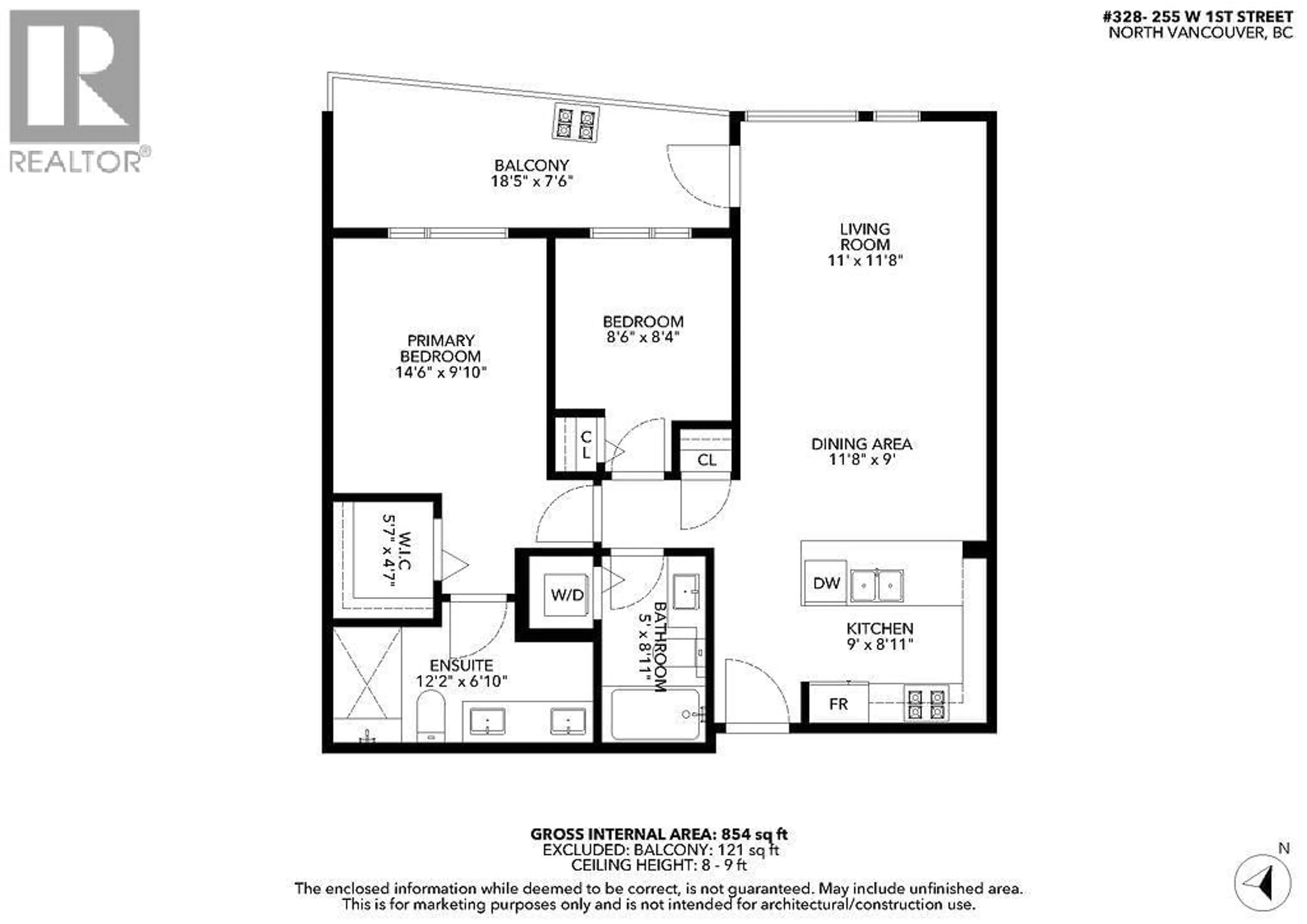 Floor plan for 328 - 255 1ST STREET, North Vancouver British Columbia V7M3G8