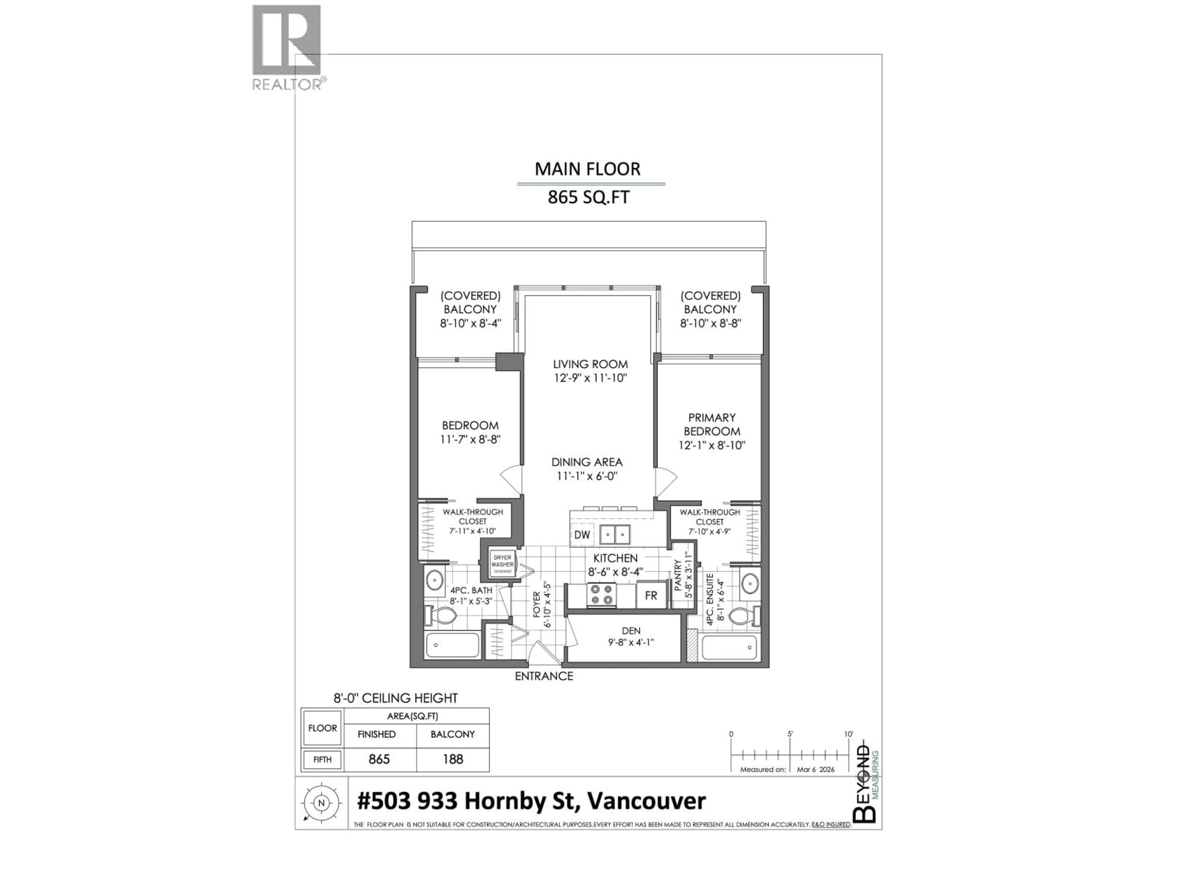 Floor plan for 503 - 933 HORNBY STREET, Vancouver British Columbia V6Z3G4