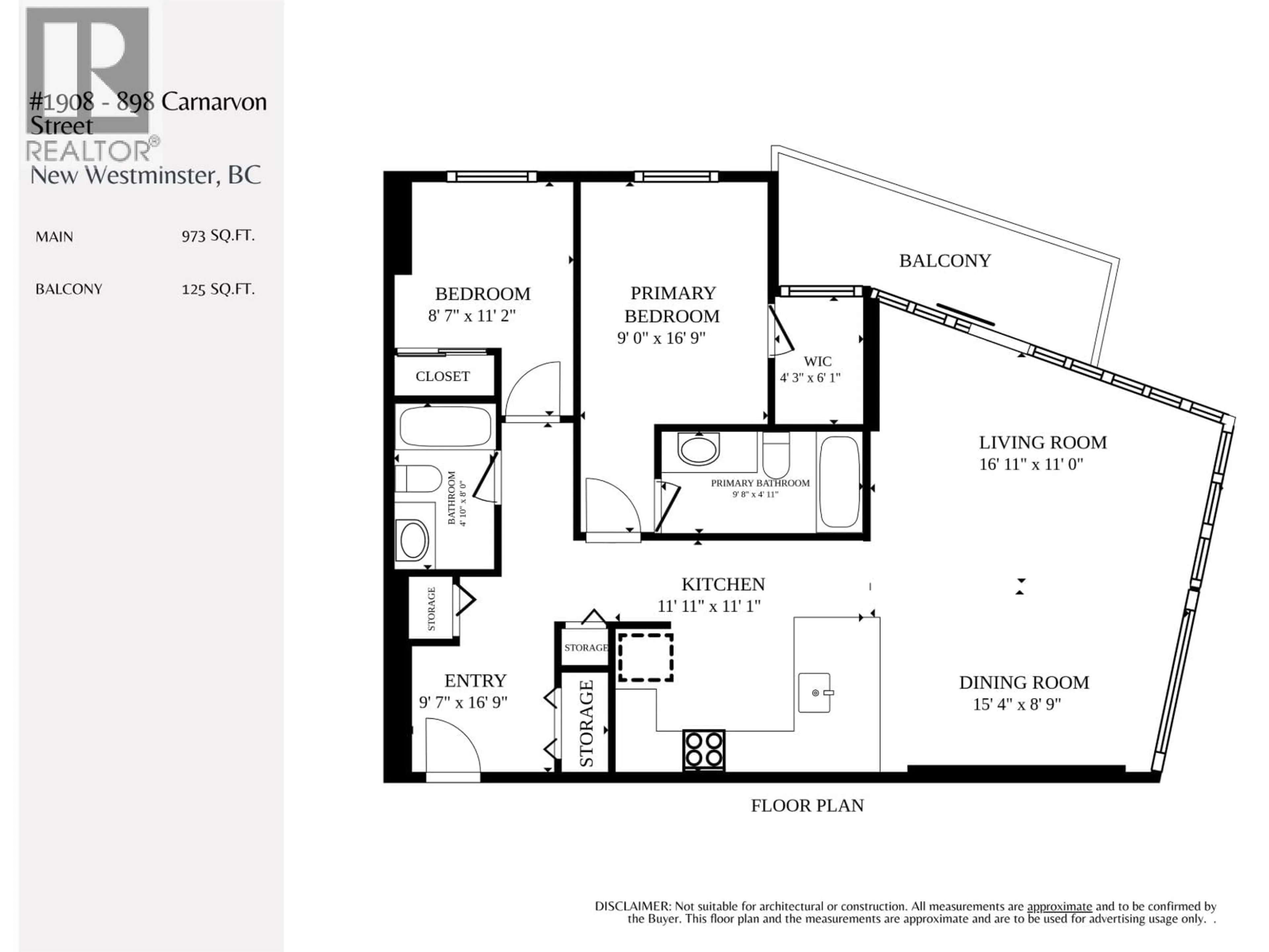 Floor plan for 1908 - 898 CARNARVON STREET, New Westminster British Columbia V3M0C3