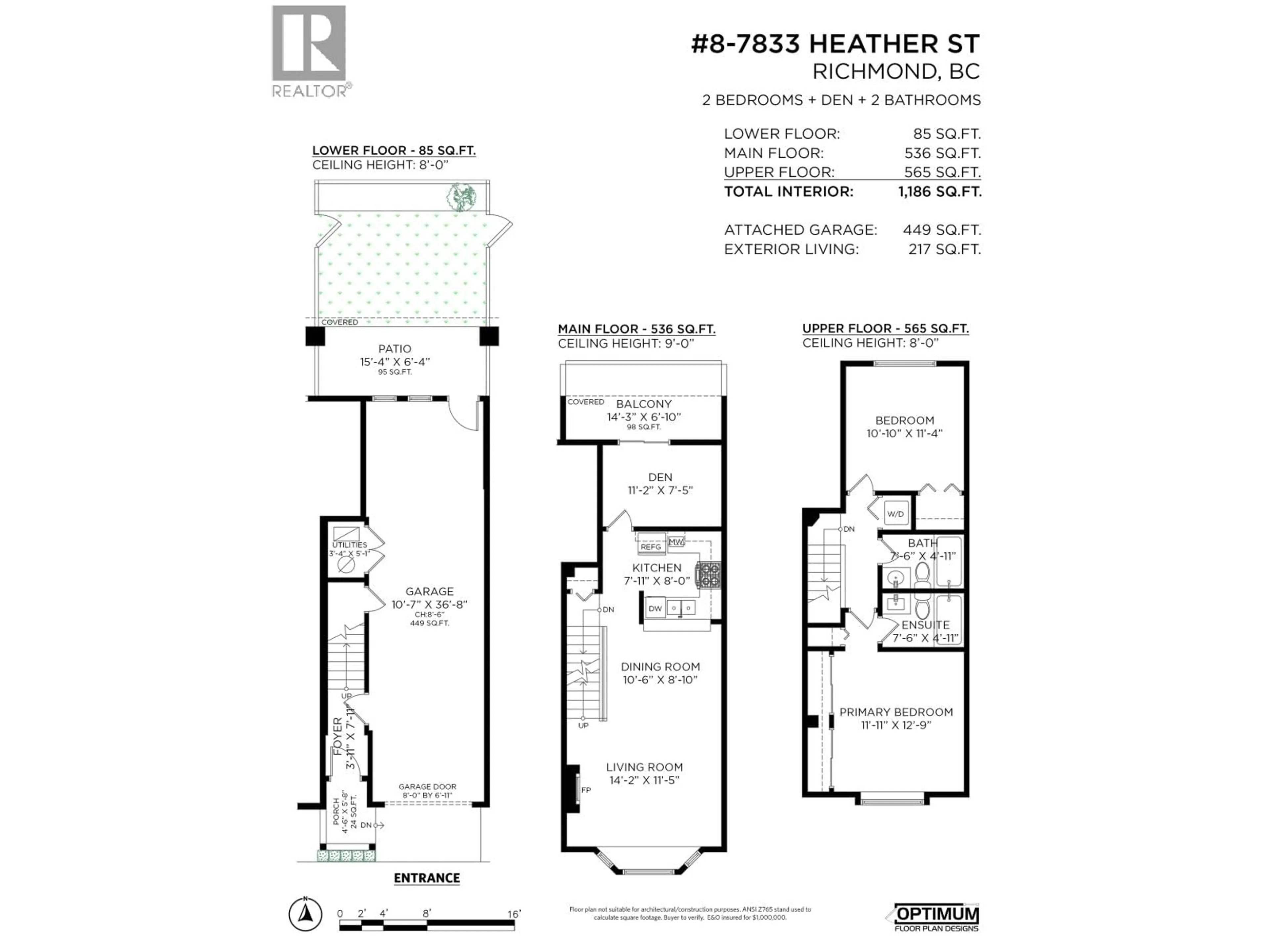 Floor plan for 8 - 7833 HEATHER STREET, Richmond British Columbia V6Y4J4