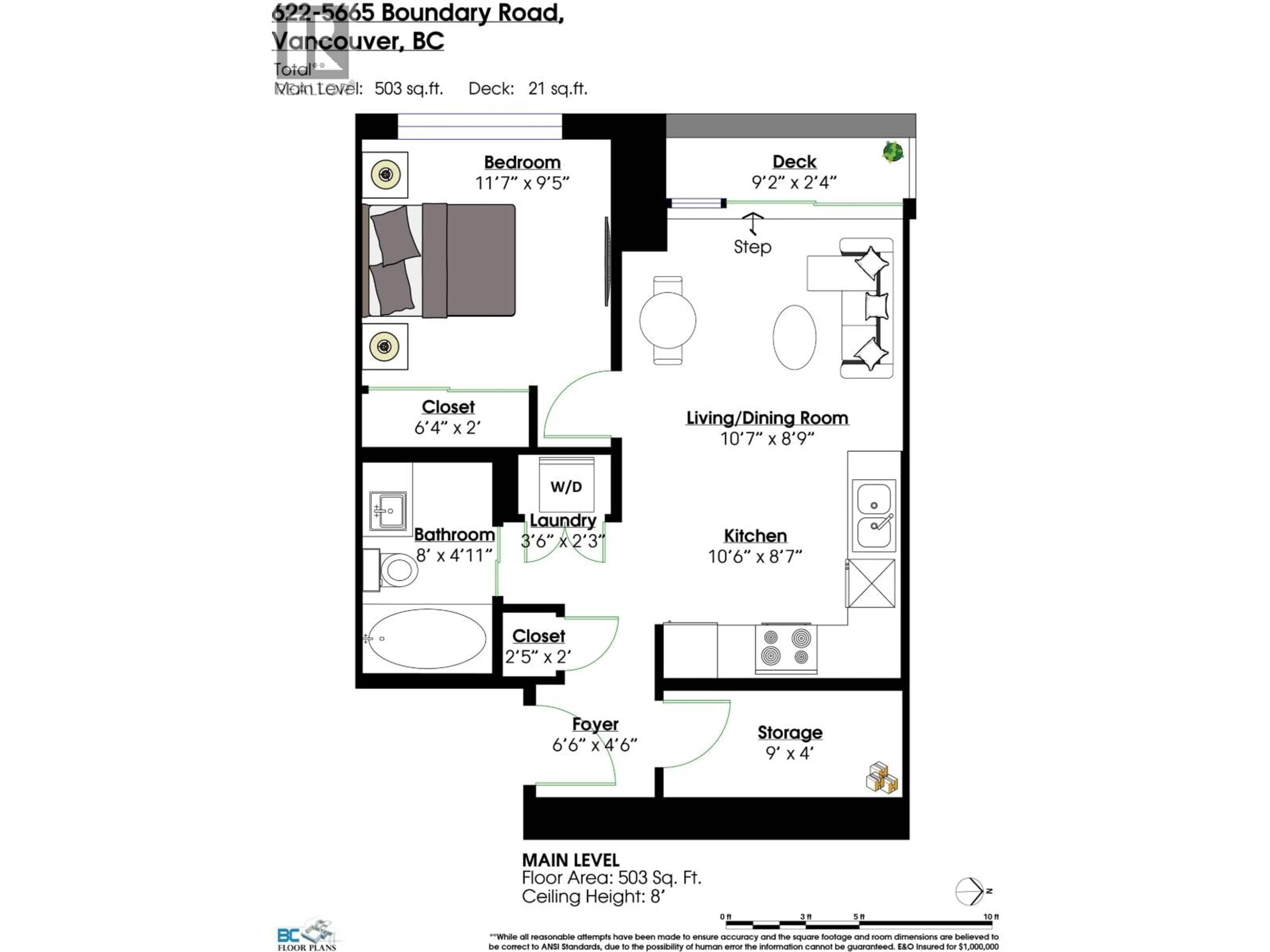 Floor plan for 622 - 5665 BOUNDARY ROAD, Vancouver British Columbia V5R0E4