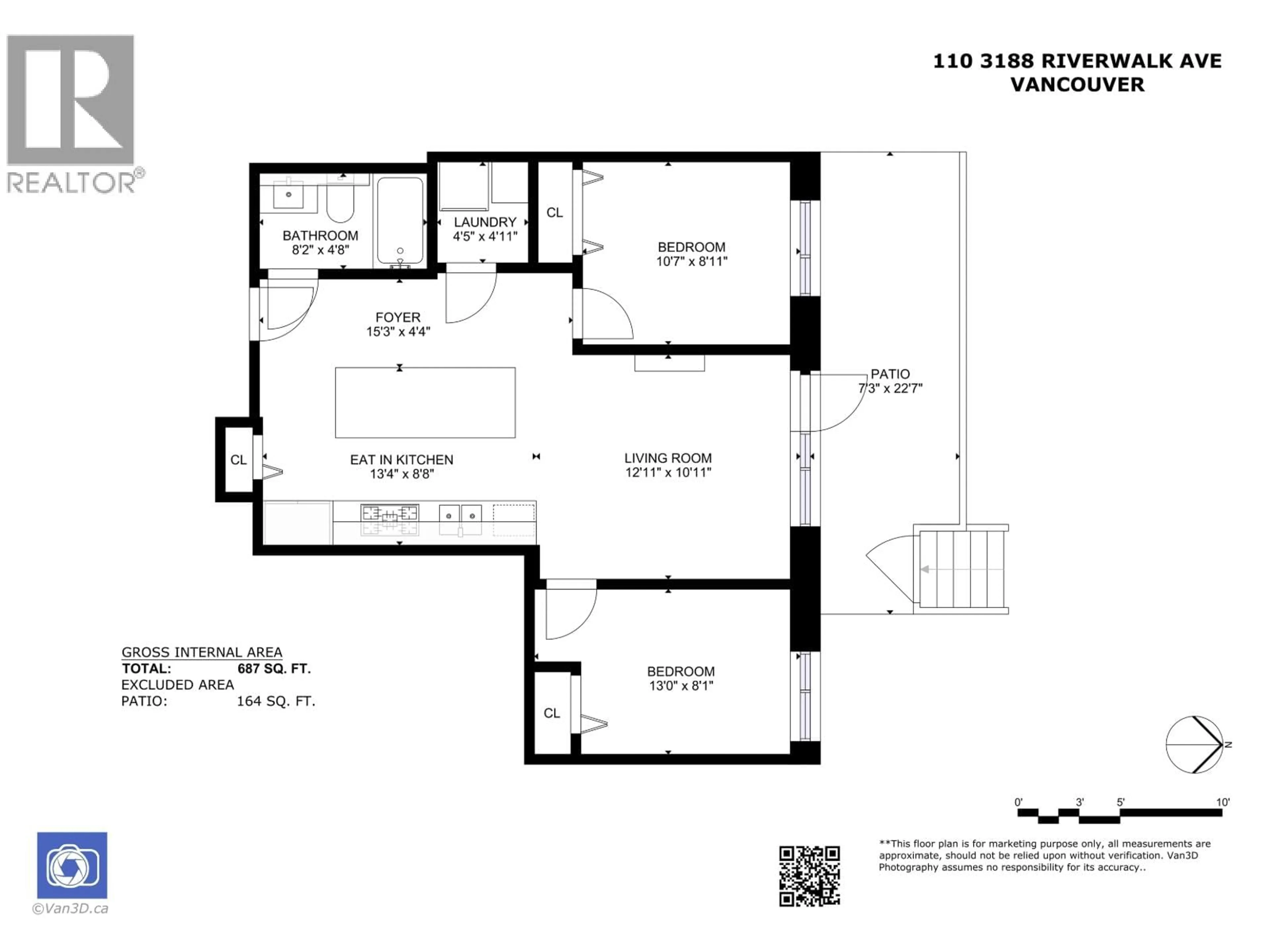 Floor plan for 110 - 3188 RIVERWALK AVENUE, Vancouver British Columbia V5S4N4