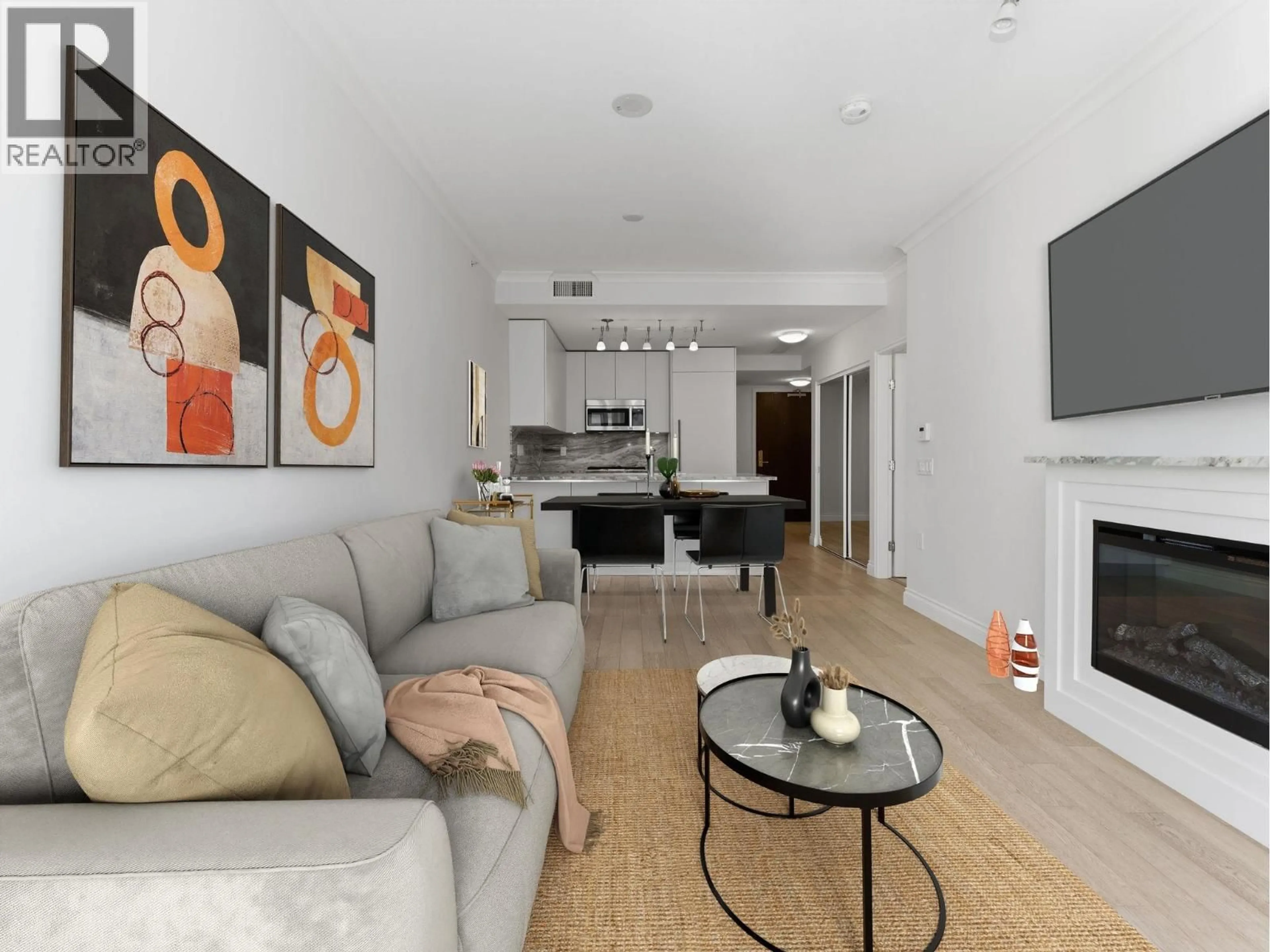 Living room with furniture, unknown for 706 - 199 VICTORY SHIP WAY, North Vancouver British Columbia V7L0B2