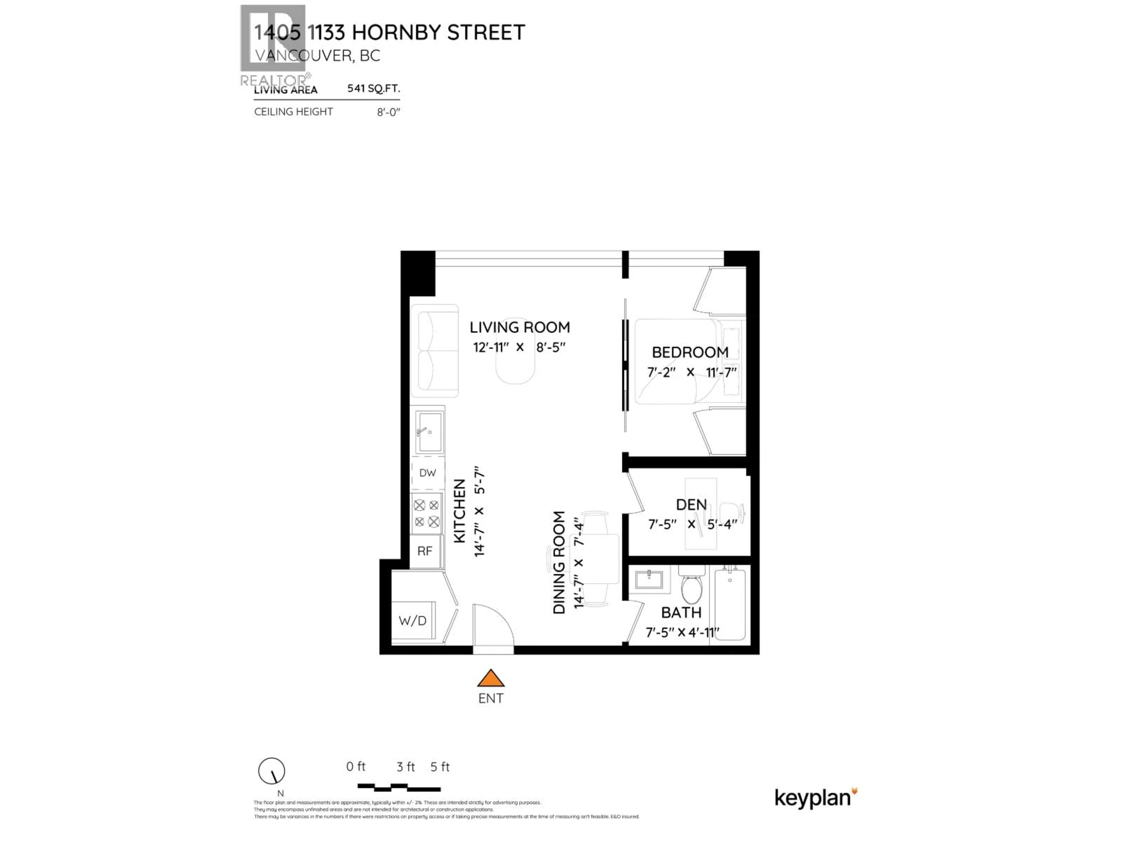 Floor plan for 1405 - 1133 HORNBY STREET, Vancouver British Columbia V6Z1W1