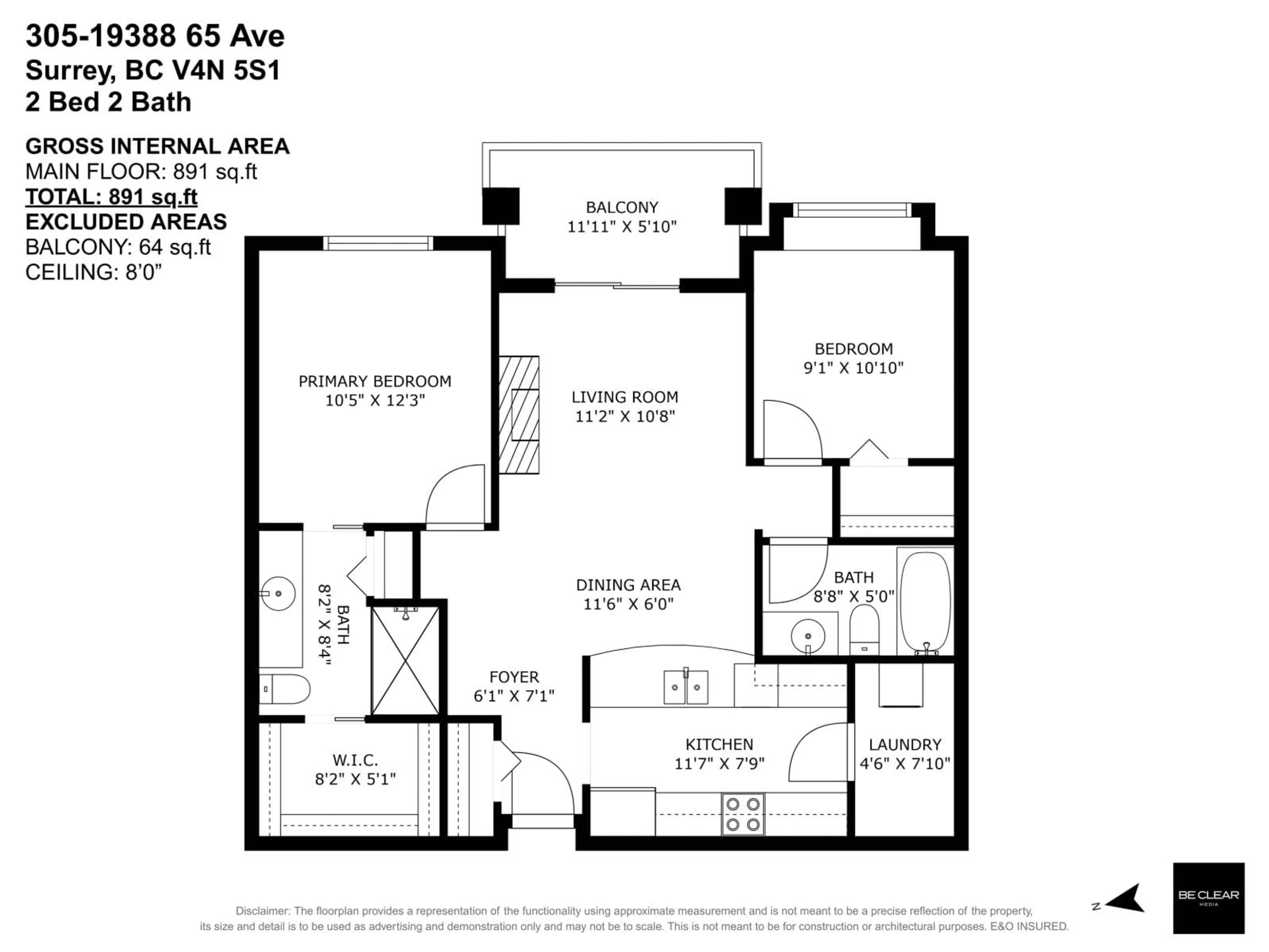 Floor plan for 305 - 19388 65 AVENUE, Surrey British Columbia V4N5S1
