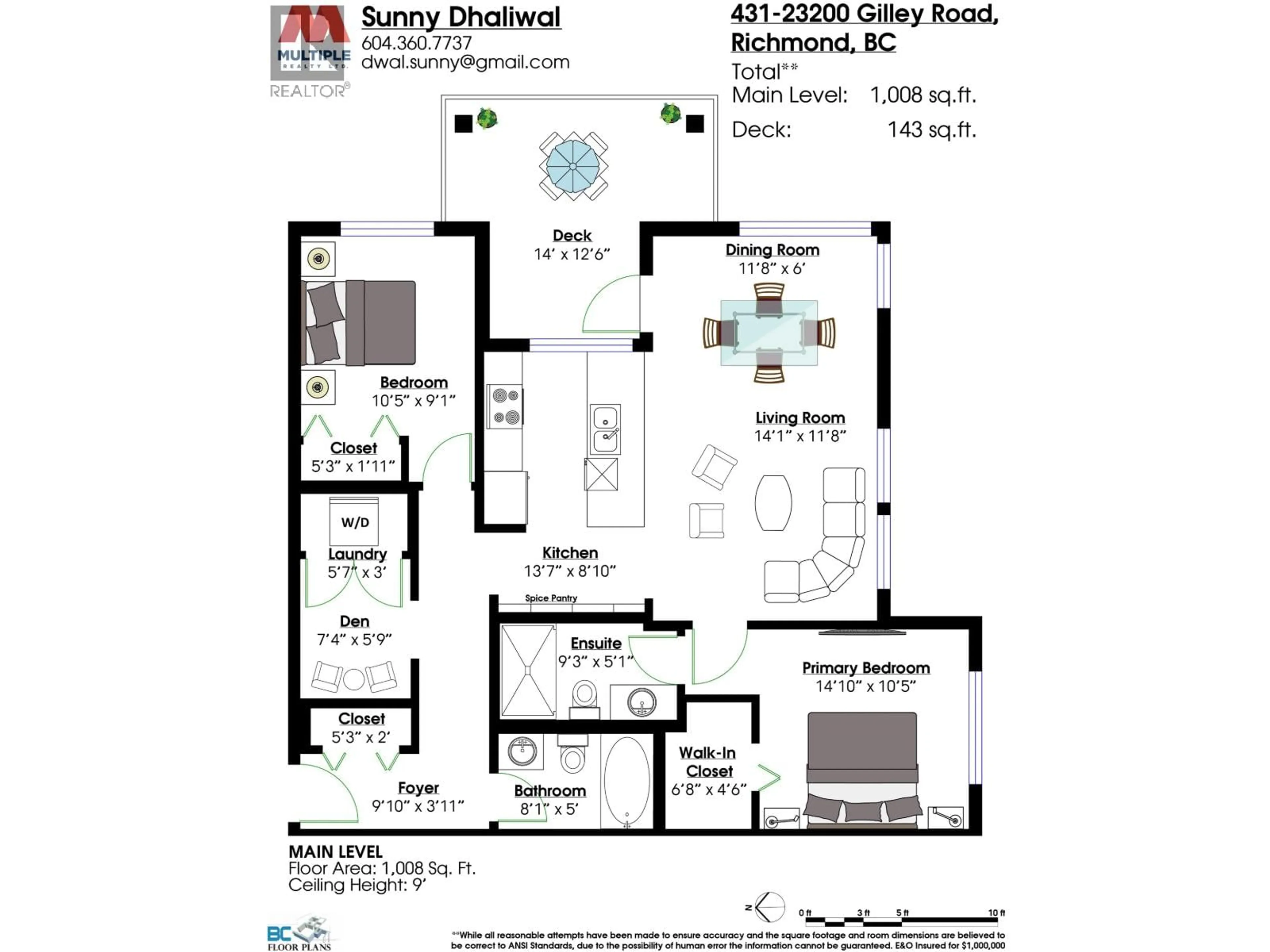 Floor plan for 431 - 23200 GILLEY ROAD, Richmond British Columbia V6V2L6