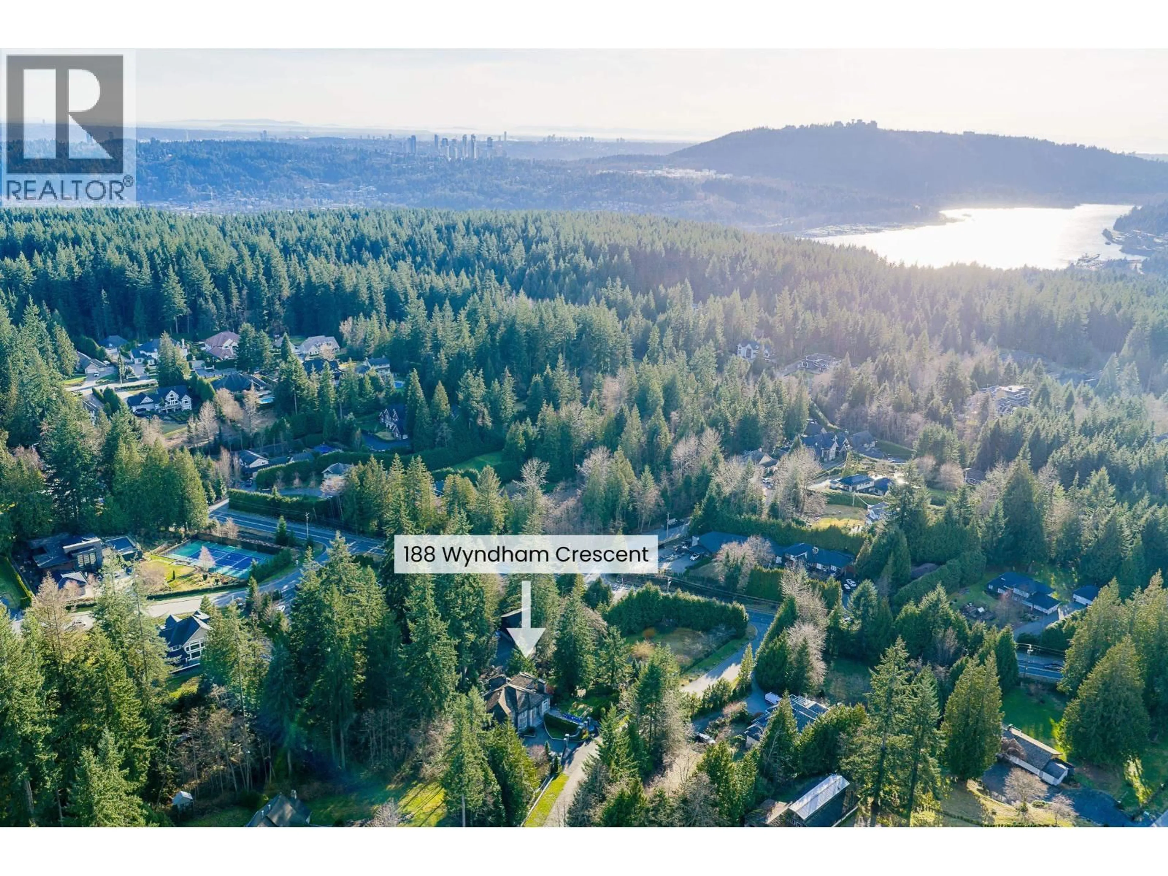 A pic from outside/outdoor area/front of a property/back of a property/a pic from drone, water/lake/river/ocean view for 188 WYNDHAM CRESCENT, Anmore British Columbia V3H4X9