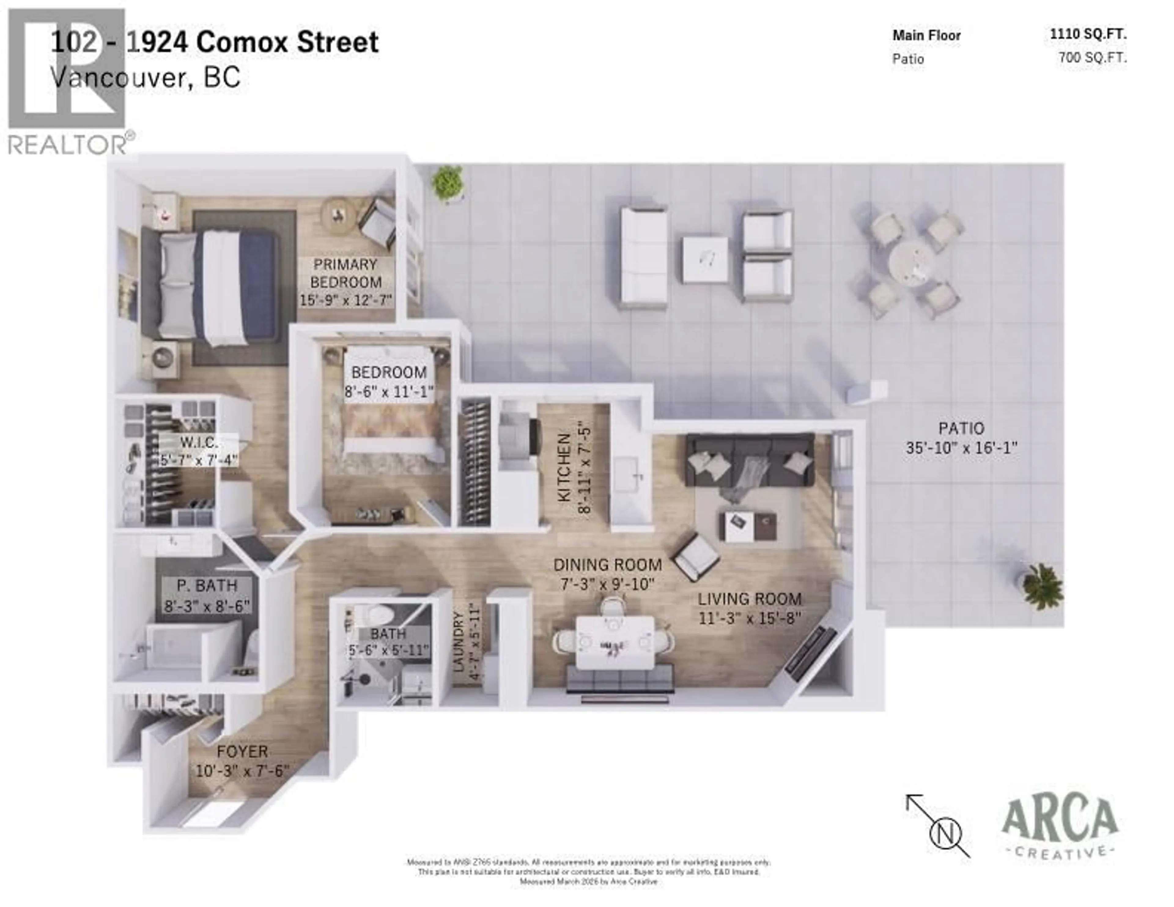 Floor plan for 102 - 1924 COMOX STREET, Vancouver British Columbia V6G1R4