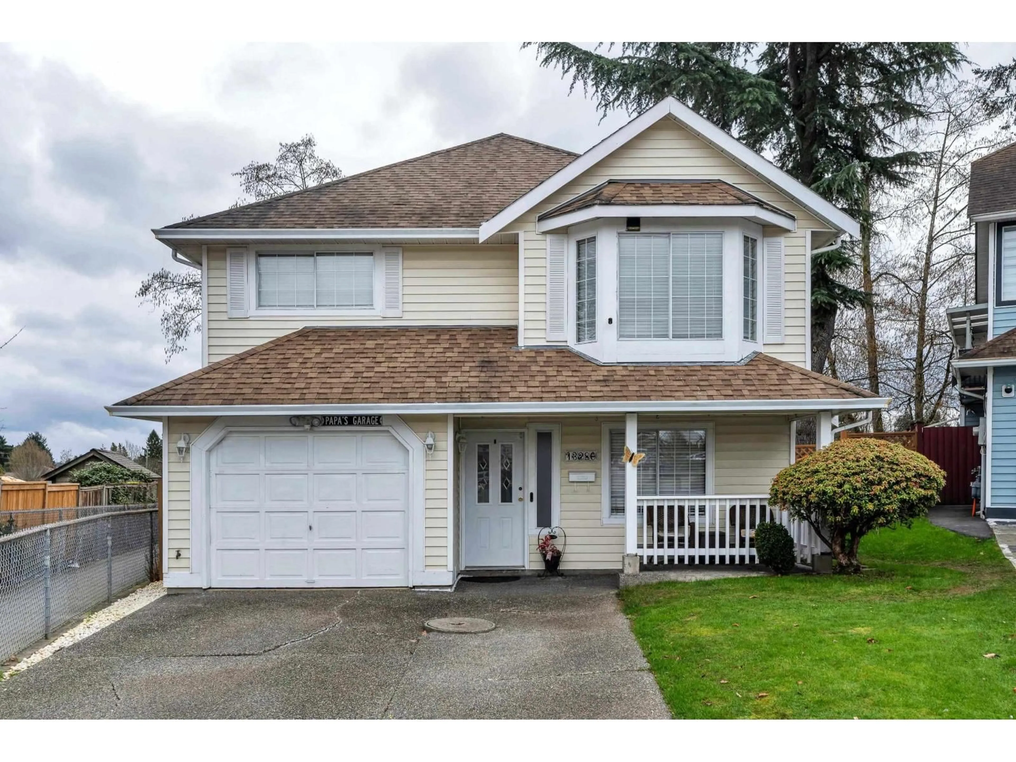 Home with vinyl exterior material, street for 13280 81A AVENUE, Surrey British Columbia V3W9M6