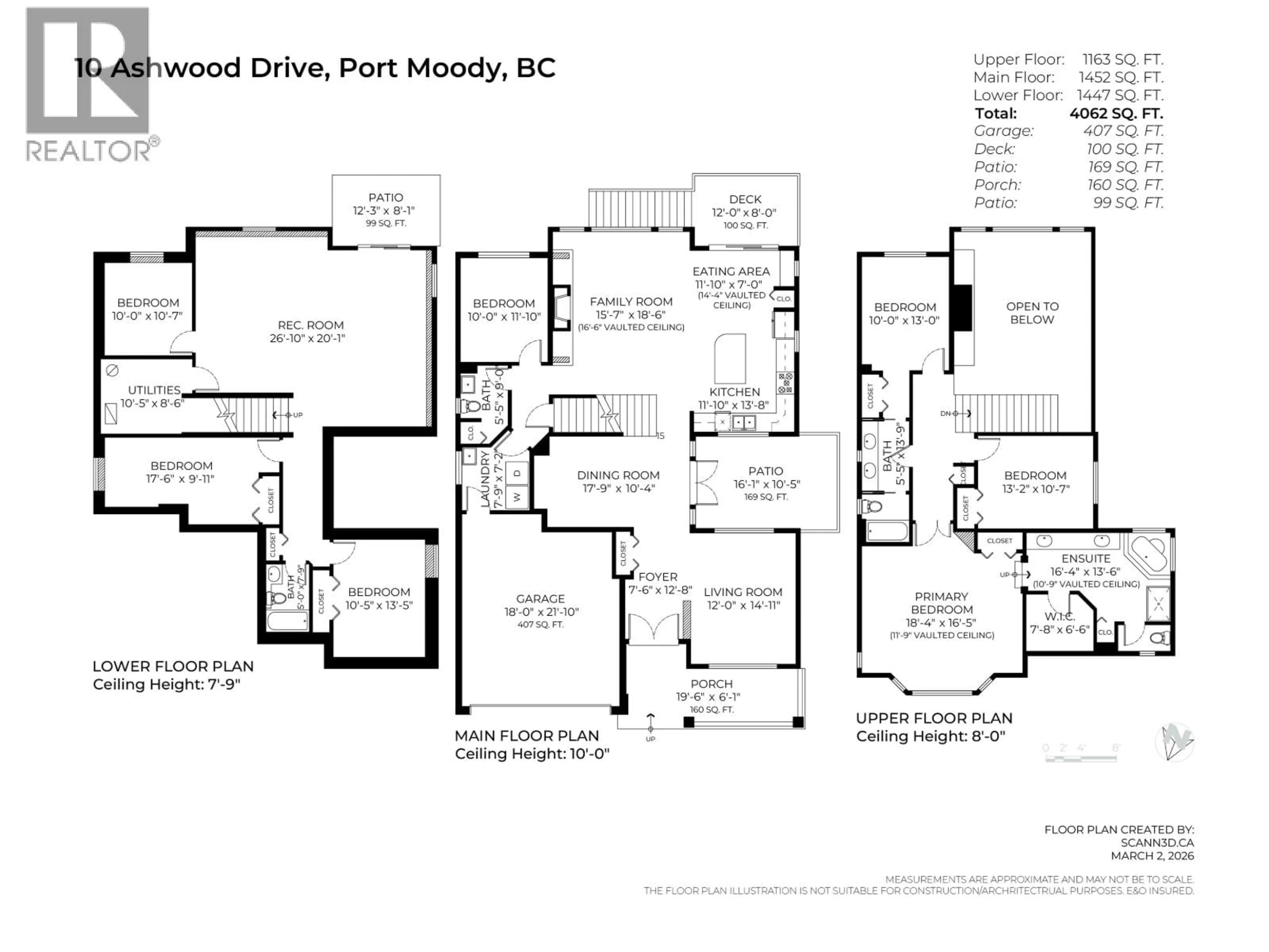 Floor plan for 10 ASHWOOD DRIVE, Port Moody British Columbia V3H5H2