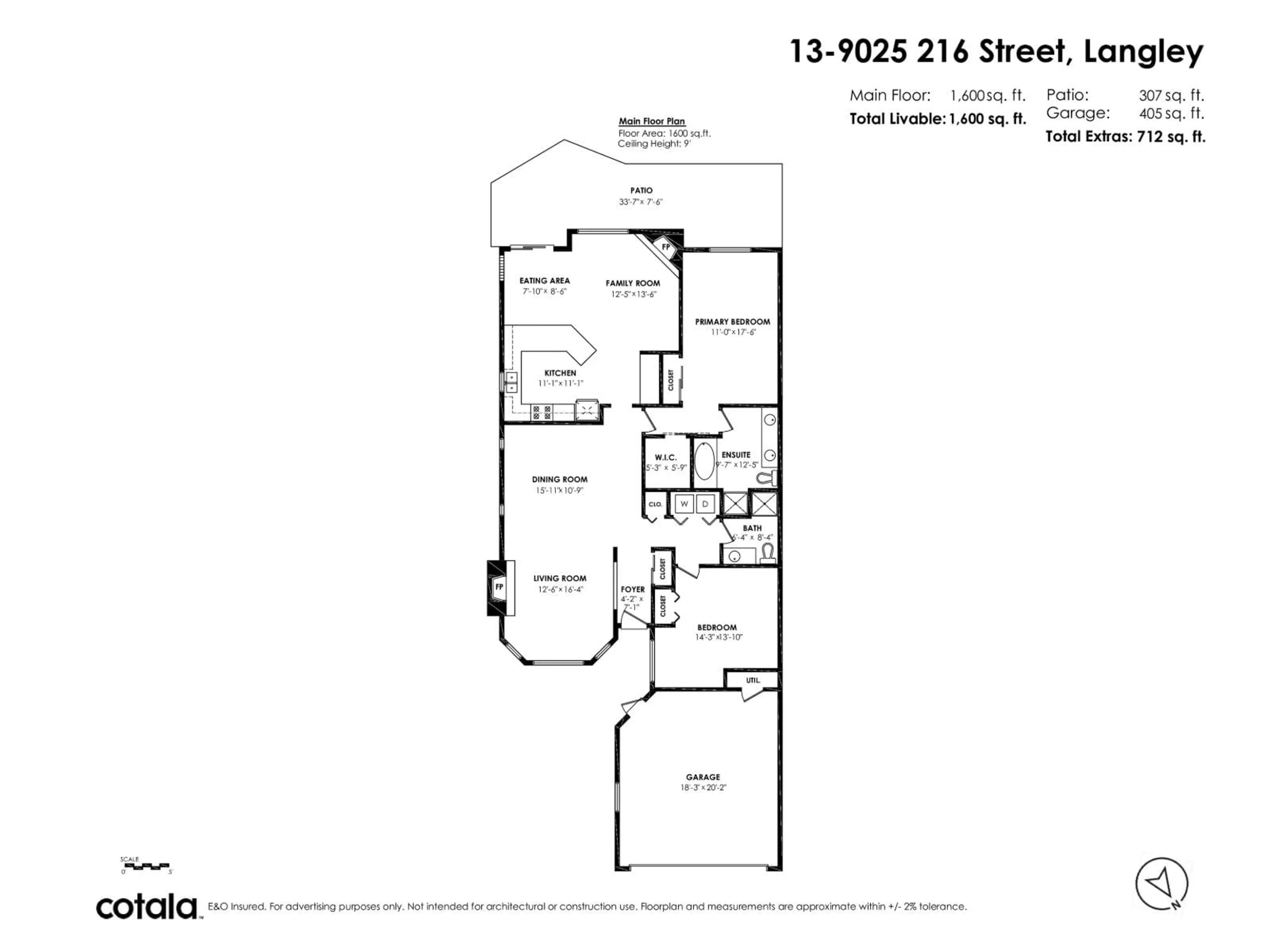 Floor plan for 13 - 9025 216 STREET, Langley British Columbia V1M2Z8