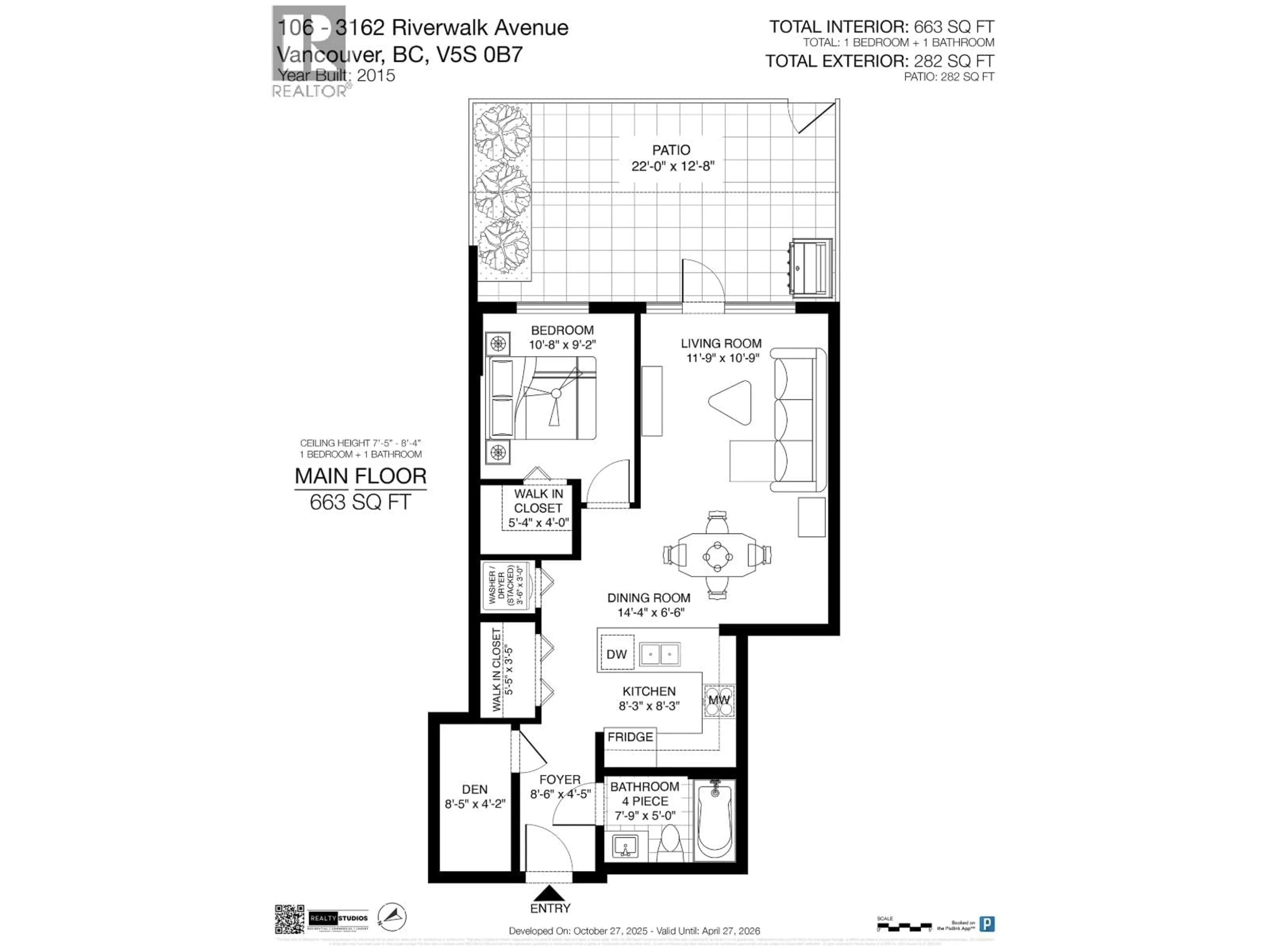 Floor plan for 106 - 3162 RIVERWALK AVENUE, Vancouver British Columbia V5S0B7