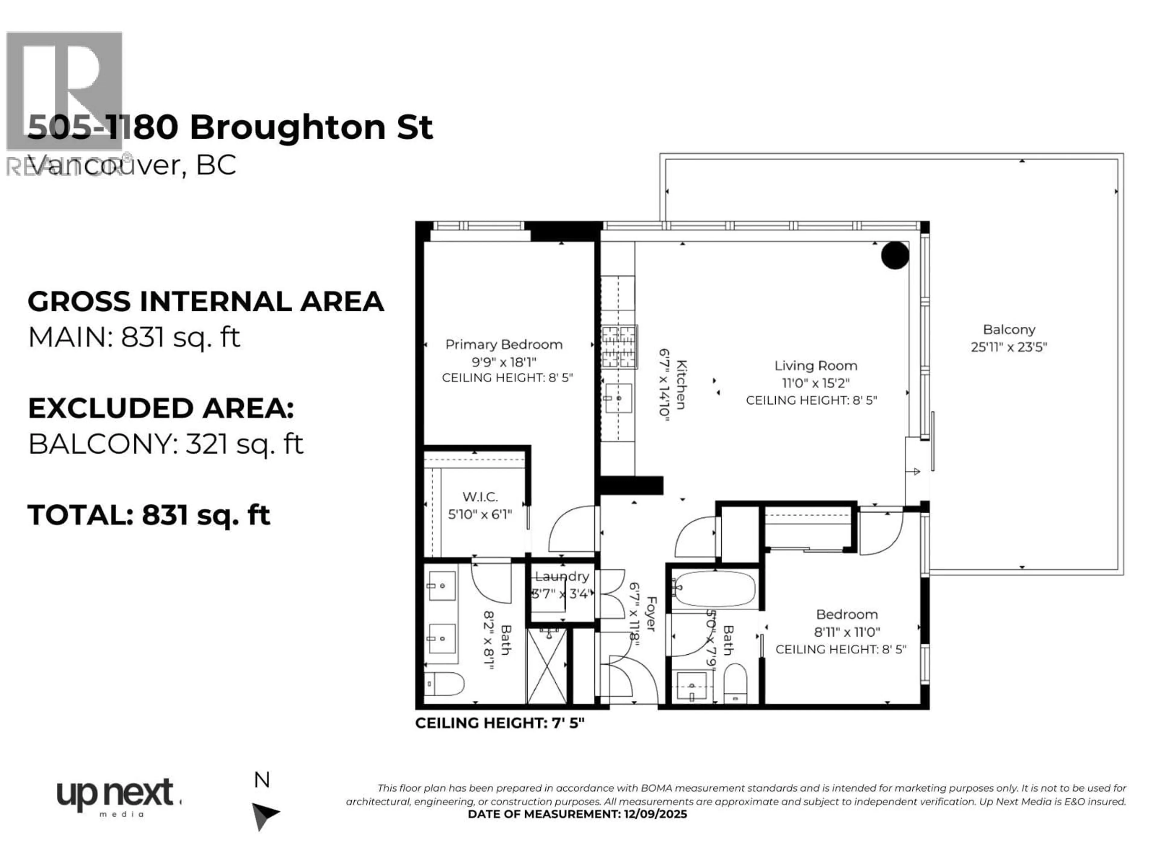 Floor plan for 505 - 1180 BROUGHTON STREET, Vancouver British Columbia V6G2B1