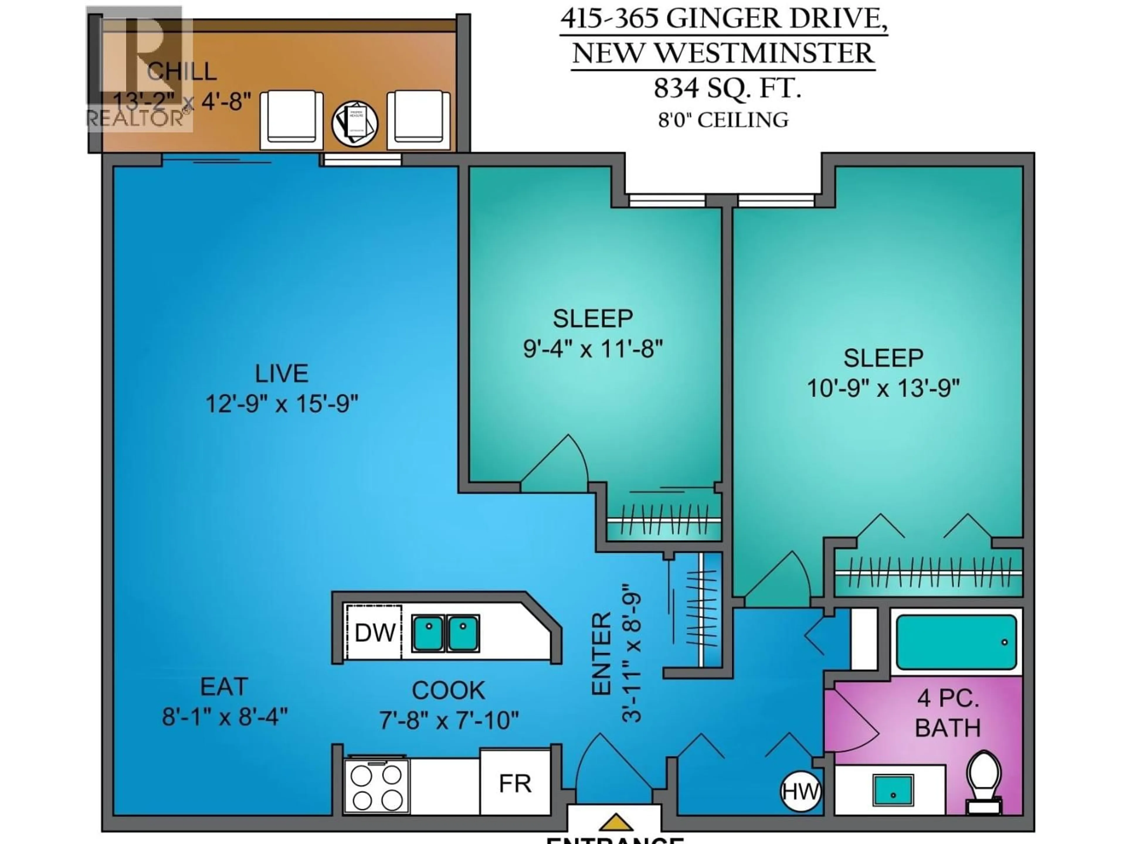Floor plan for 415 - 365 GINGER DRIVE, New Westminster British Columbia V3L5L5