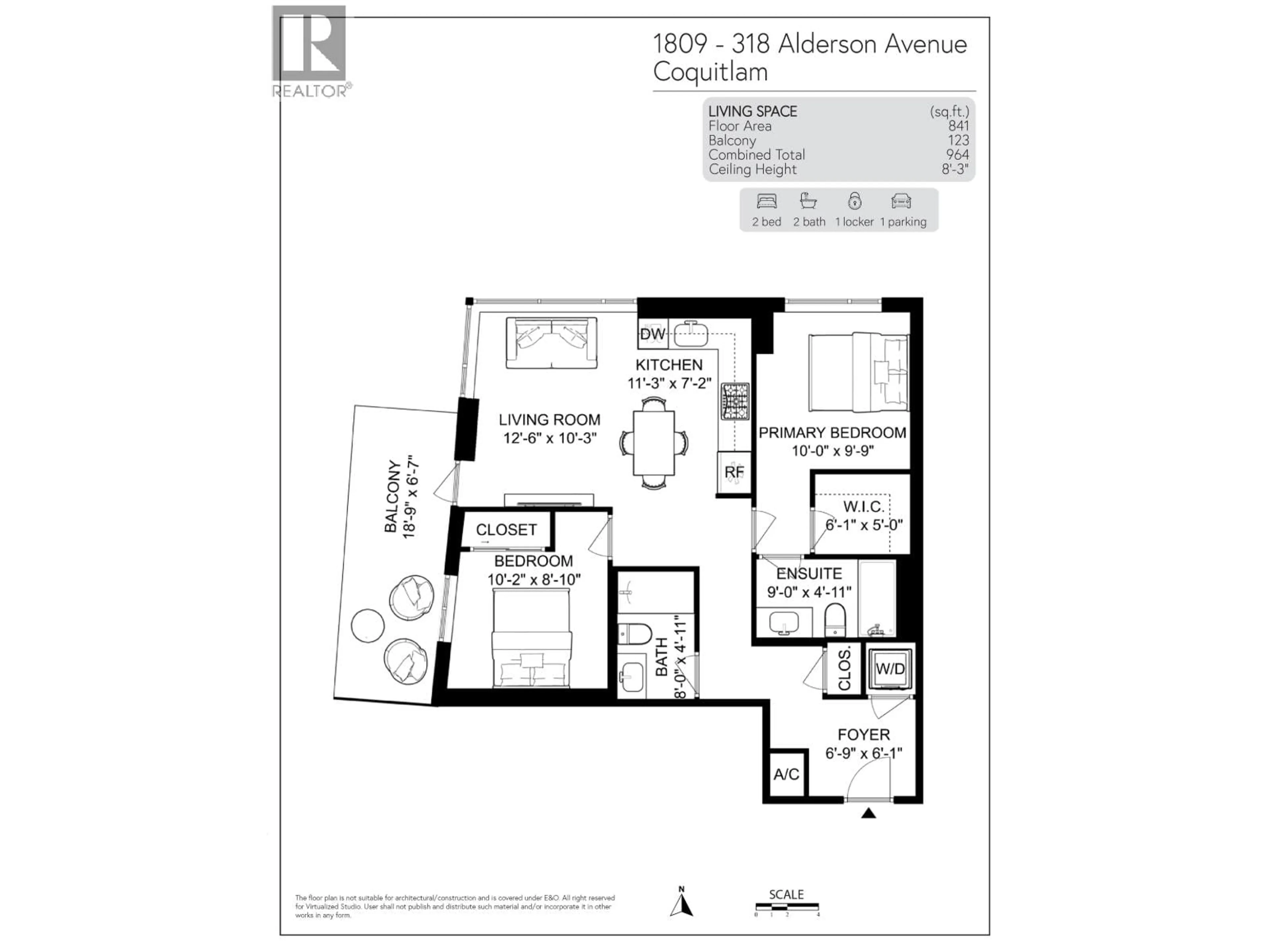 Floor plan for 1809 - 318 ALDERSON AVENUE, Coquitlam British Columbia V3K0J1