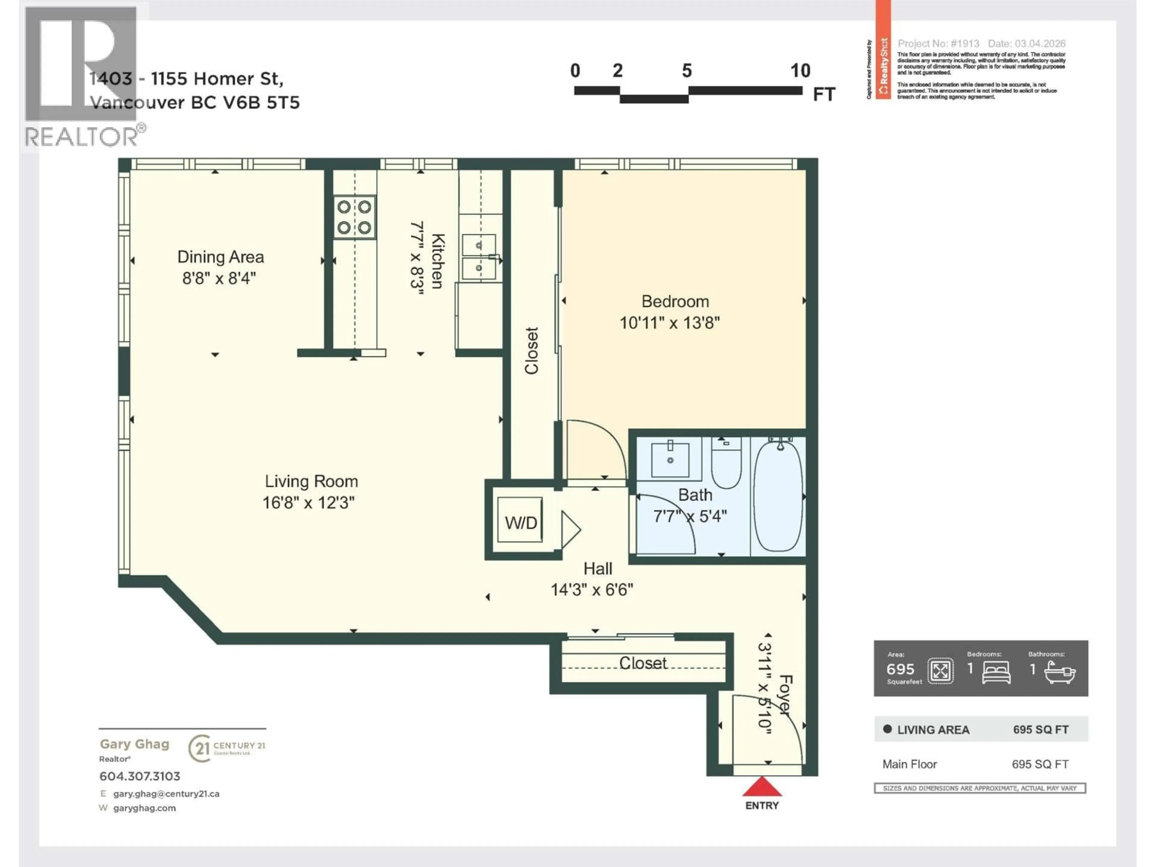 Floor plan for 1403 - 1155 HOMER STREET, Vancouver British Columbia V6B5T5