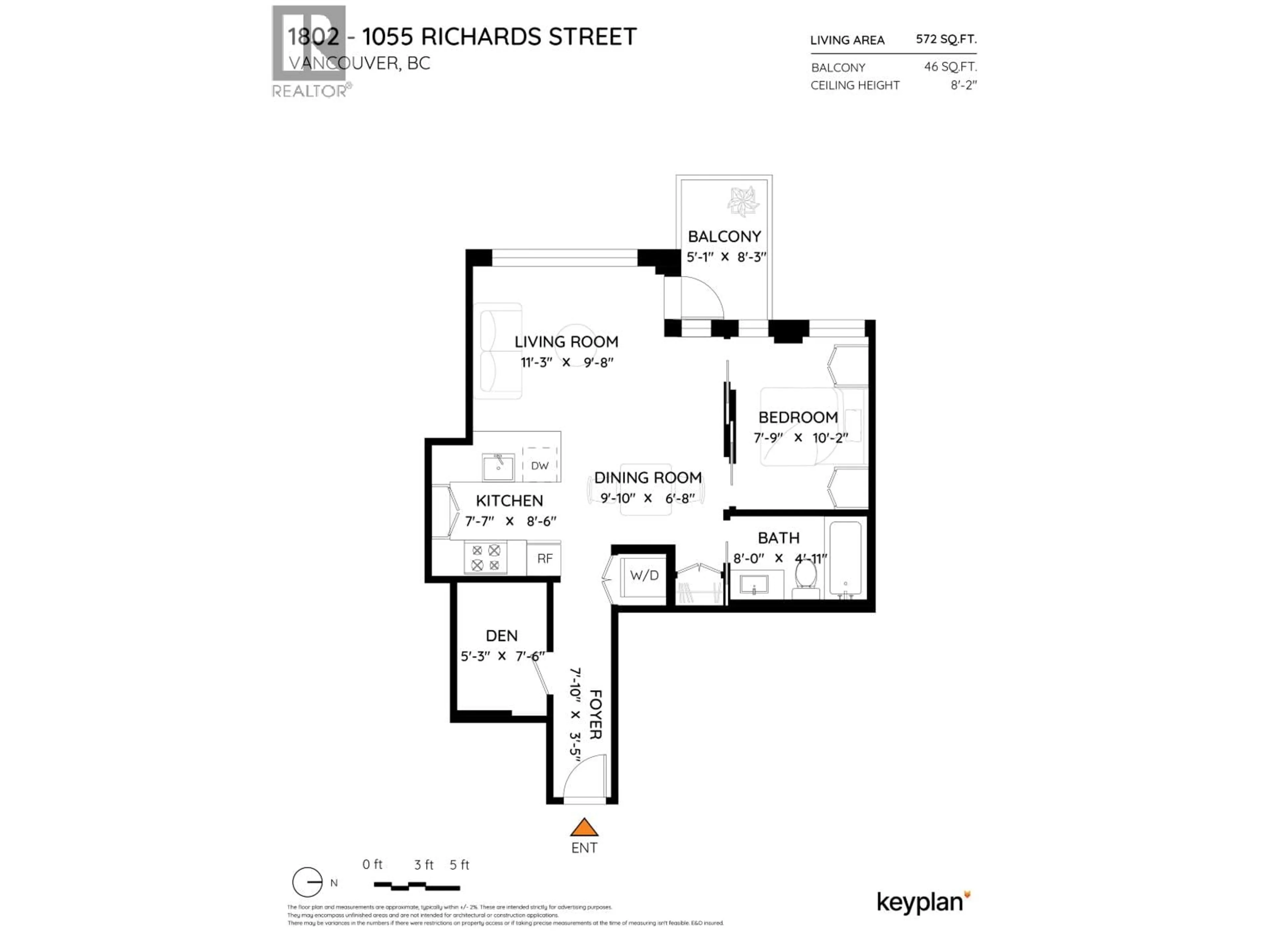 Floor plan for 1802 - 1055 RICHARDS STREET, Vancouver British Columbia V6B0C2