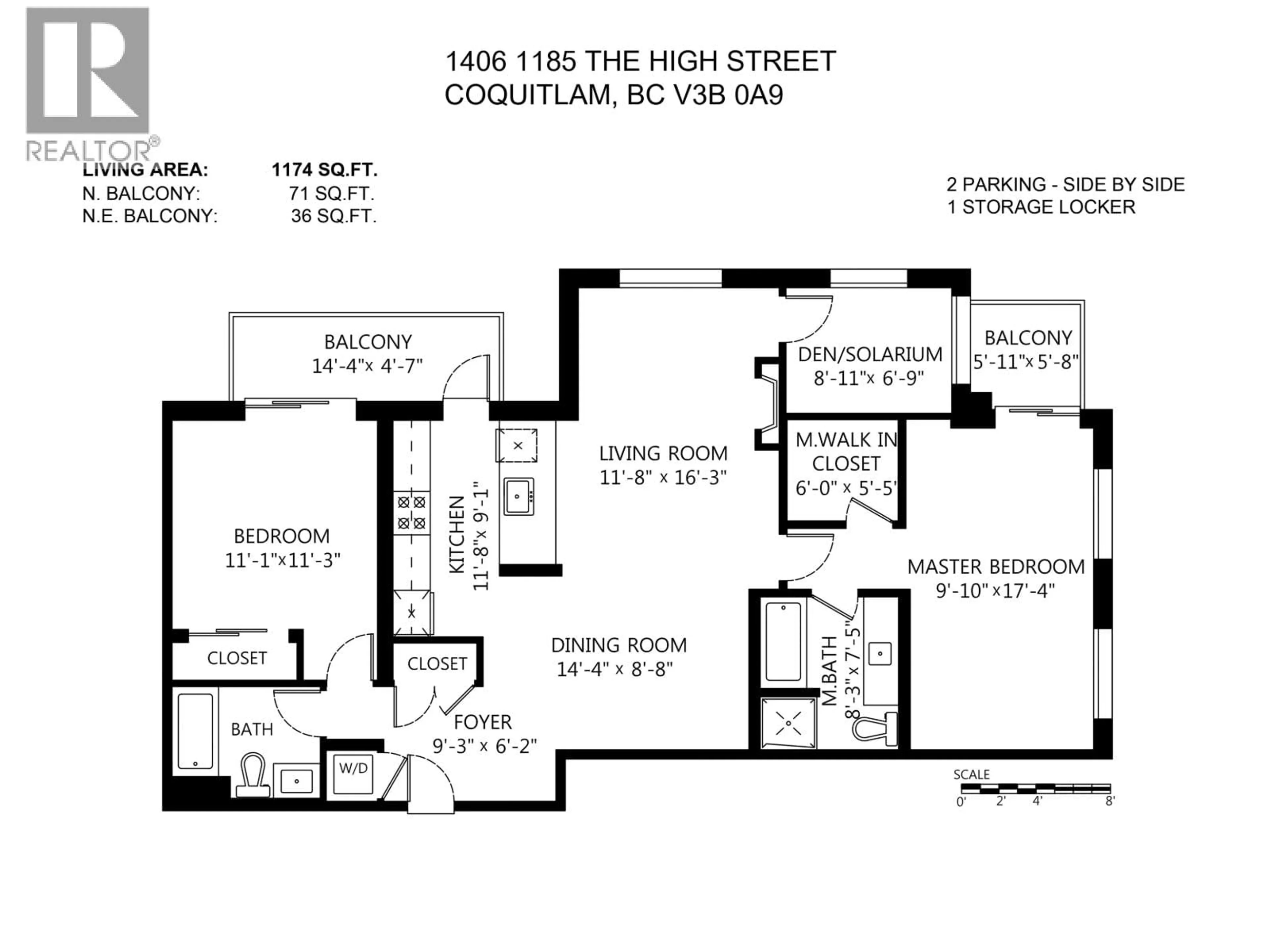 Floor plan for 1406 - 1185 THE HIGH STREET, Coquitlam British Columbia V3B0A9