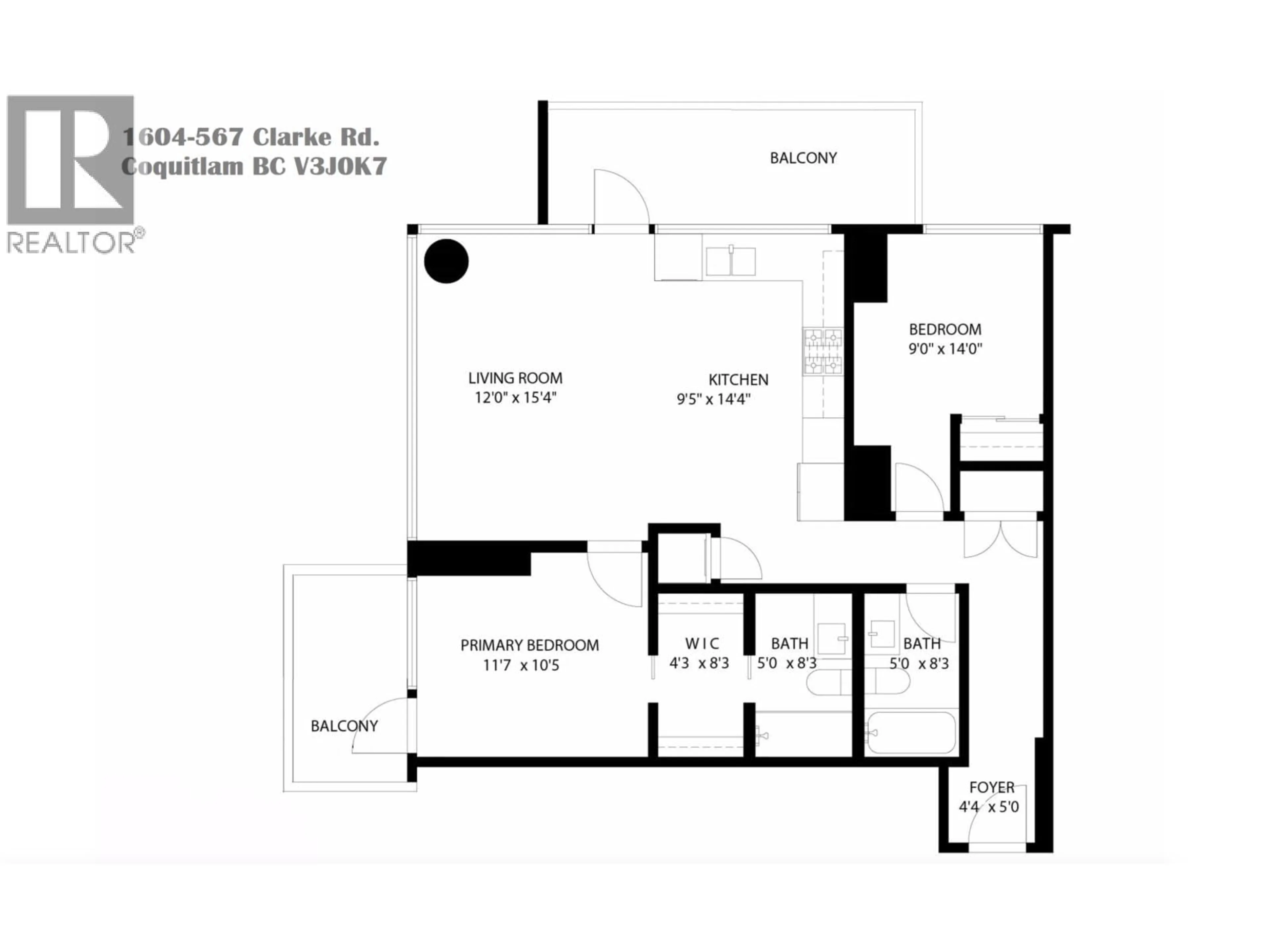 Floor plan for 1604 - 567 CLARKE ROAD, Coquitlam British Columbia V3J0K7