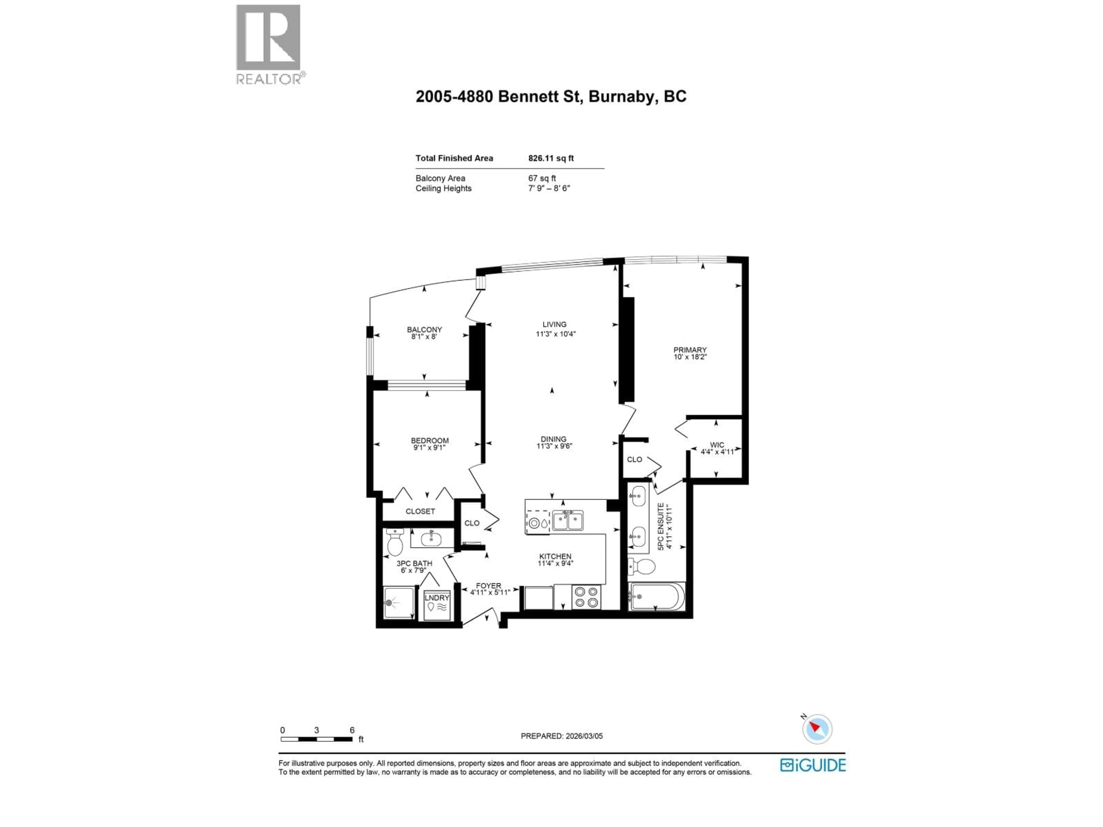 Floor plan for 2005 - 4880 BENNETT STREET, Burnaby British Columbia V5H0C1
