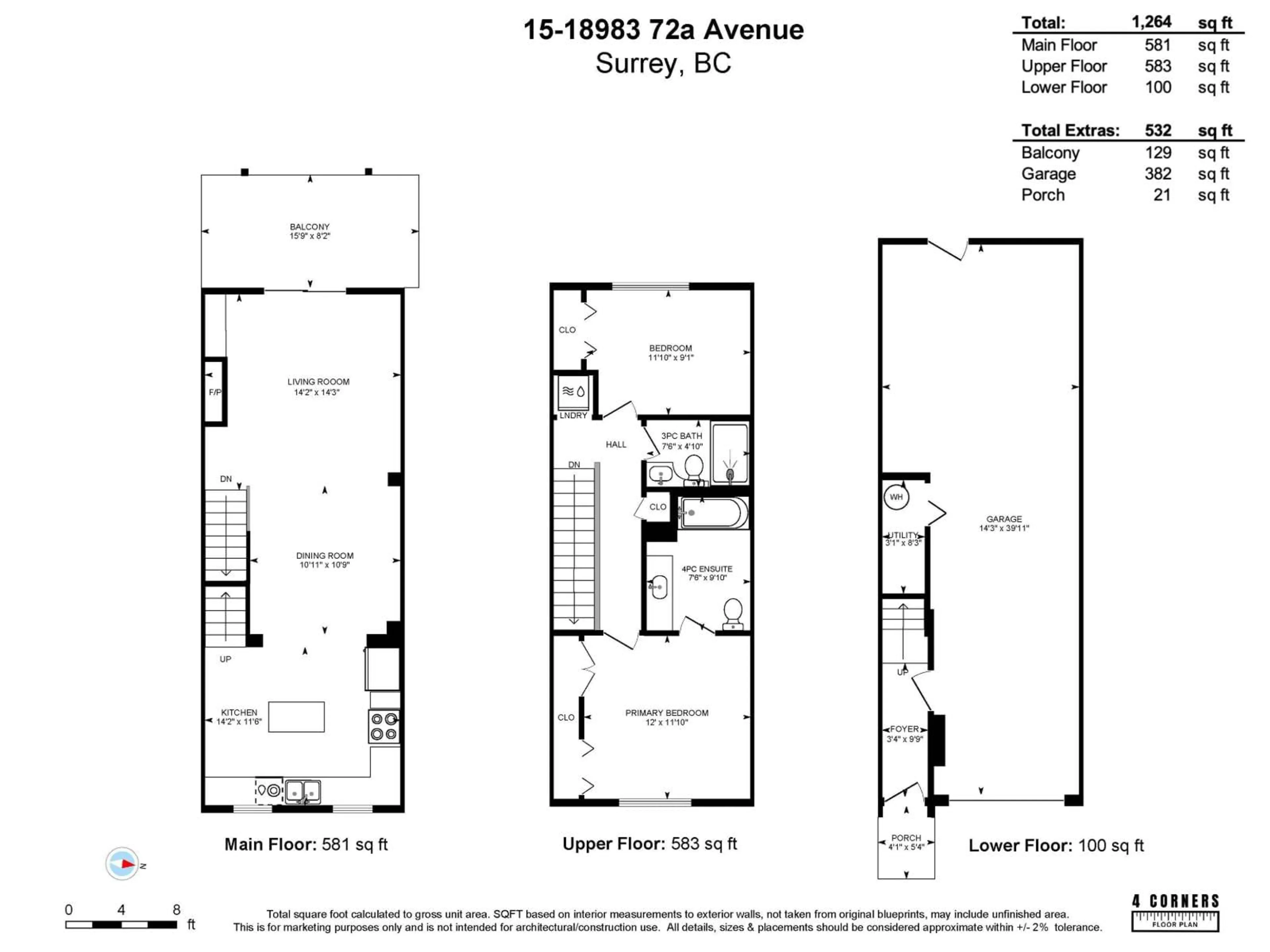 Floor plan for 15 - 18983 72A AVENUE, Surrey British Columbia V4N1A5