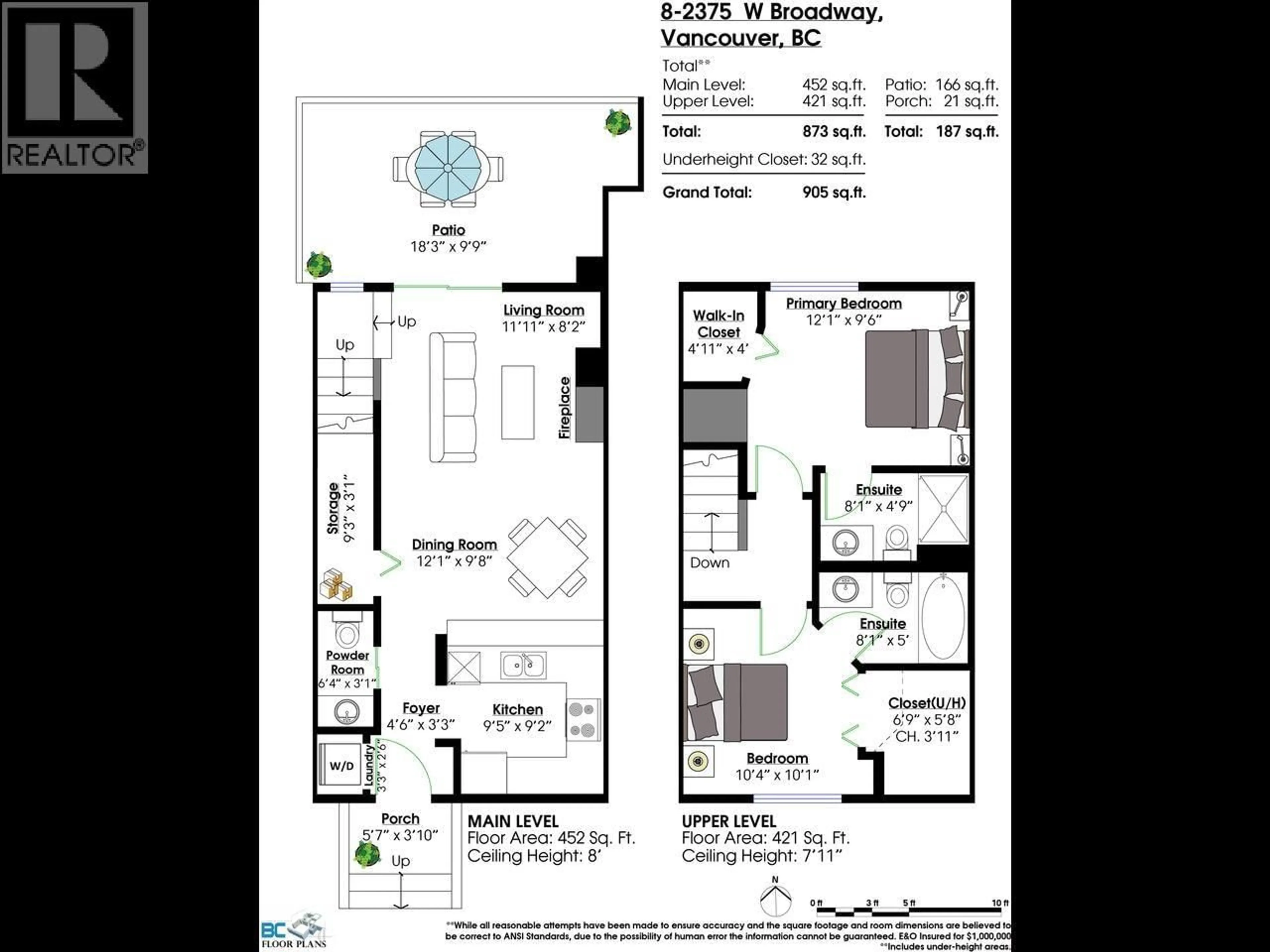 Floor plan for 8 - 2375 BROADWAY STREET, Vancouver British Columbia V6K2E6