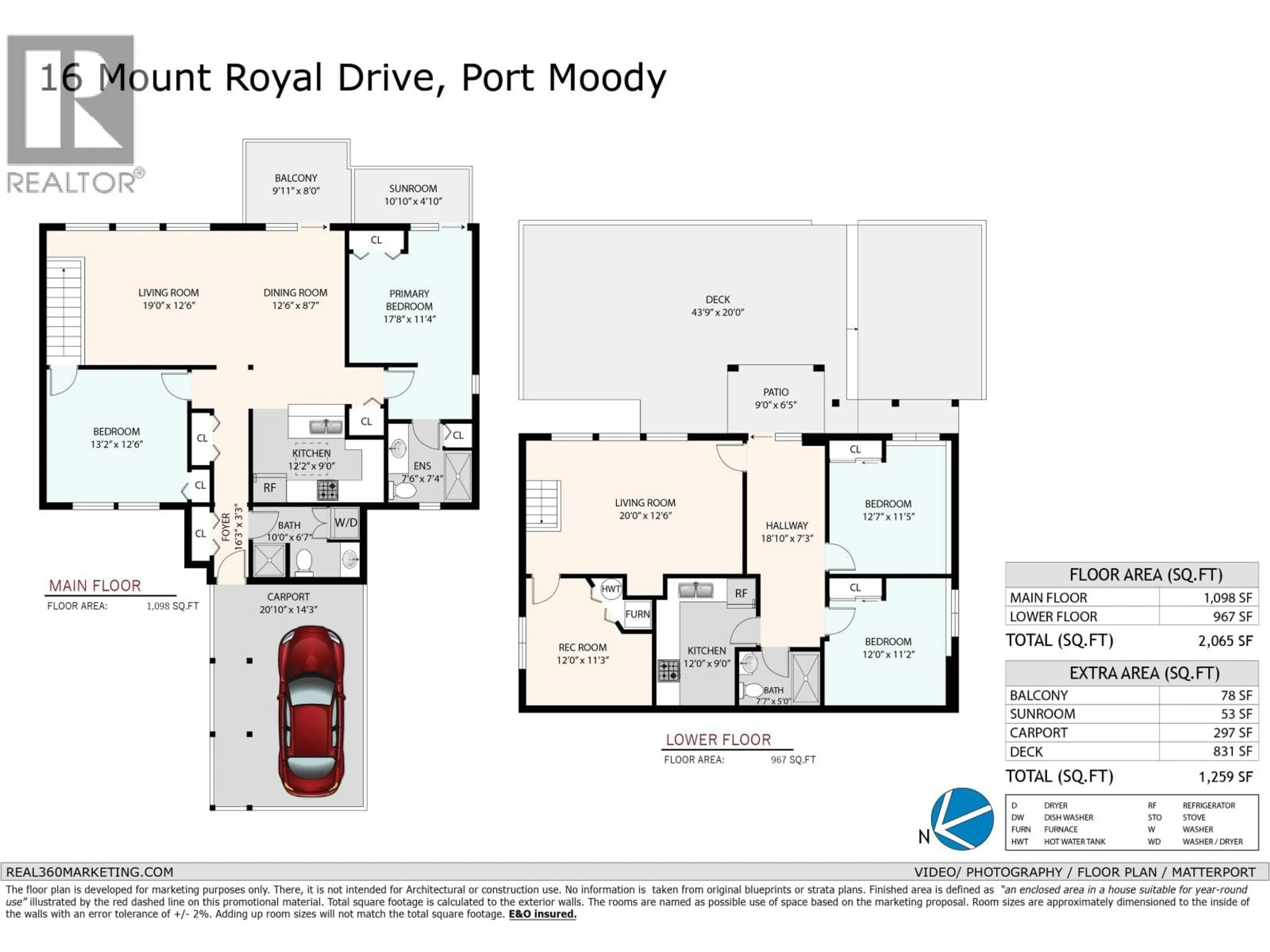 Floor plan for 16 MOUNT ROYAL DRIVE, Port Moody British Columbia V3H1P6
