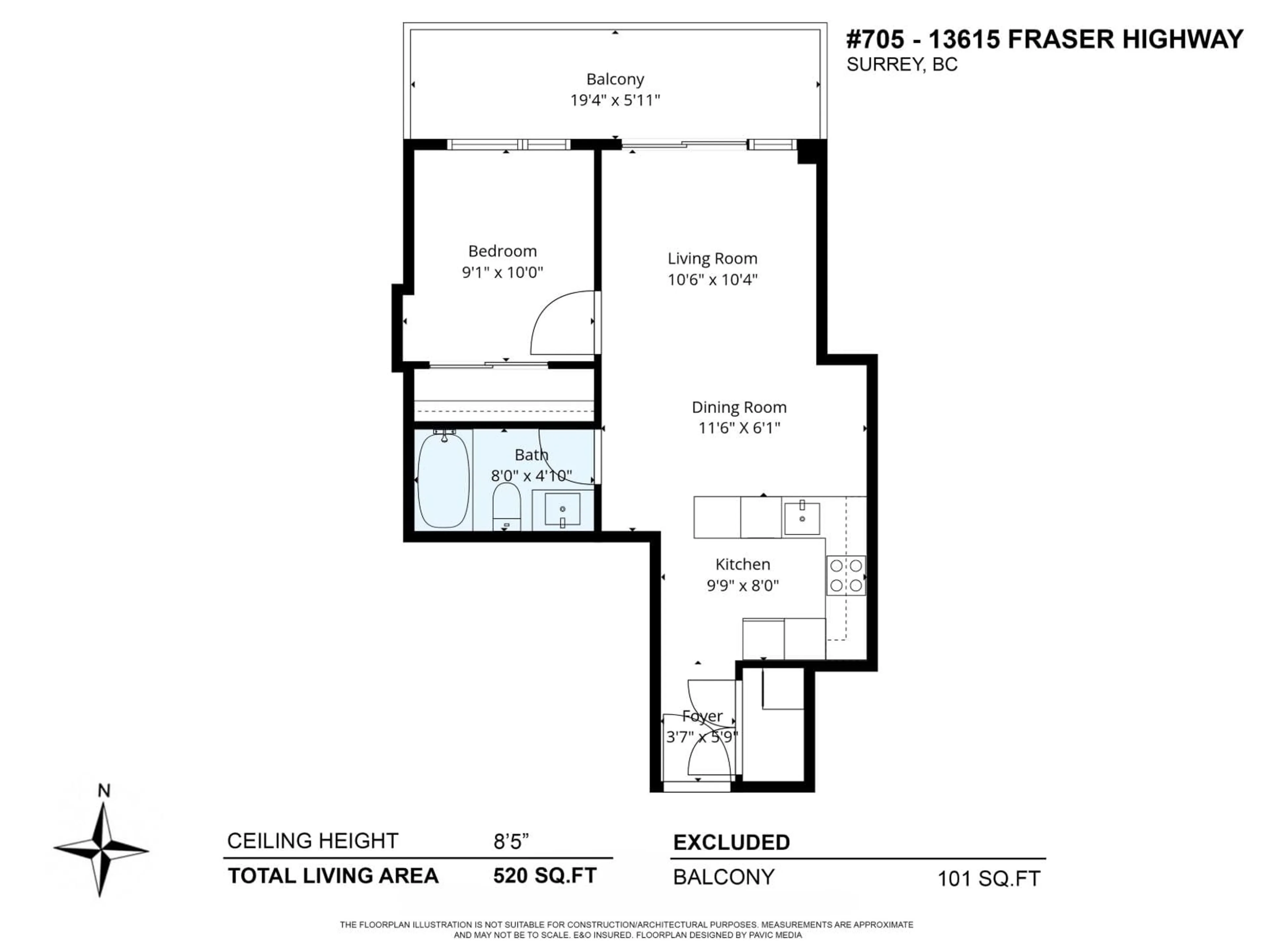 Floor plan for 705 - 13615 FRASER HIGHWAY, Surrey British Columbia V3T0P7