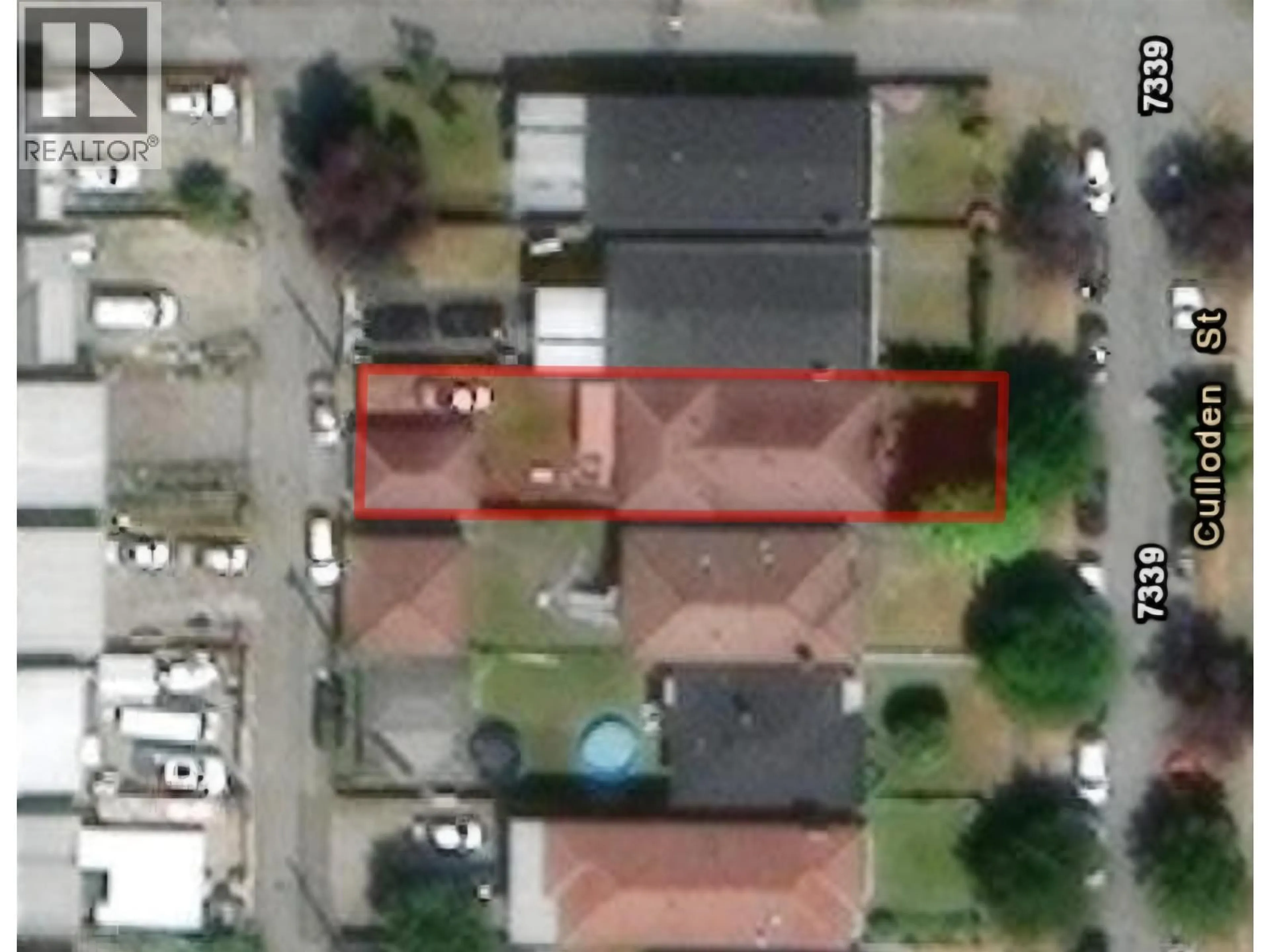 A pic from outside/outdoor area/front of a property/back of a property/a pic from drone, street for 7373 CULLODEN STREET, Vancouver British Columbia V5X4K3