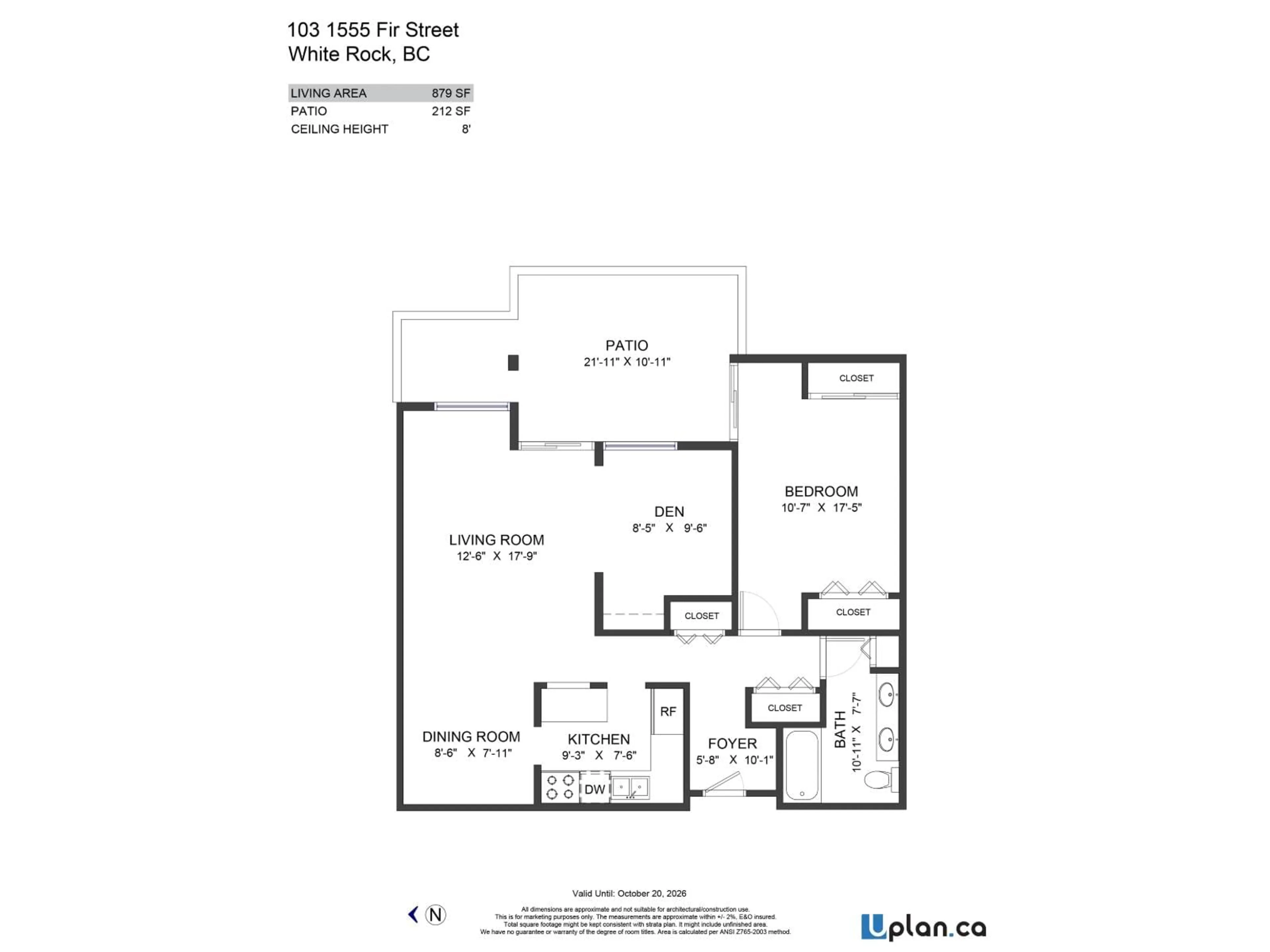 Floor plan for 103 - 1555 FIR STREET, White Rock British Columbia V4B4B6