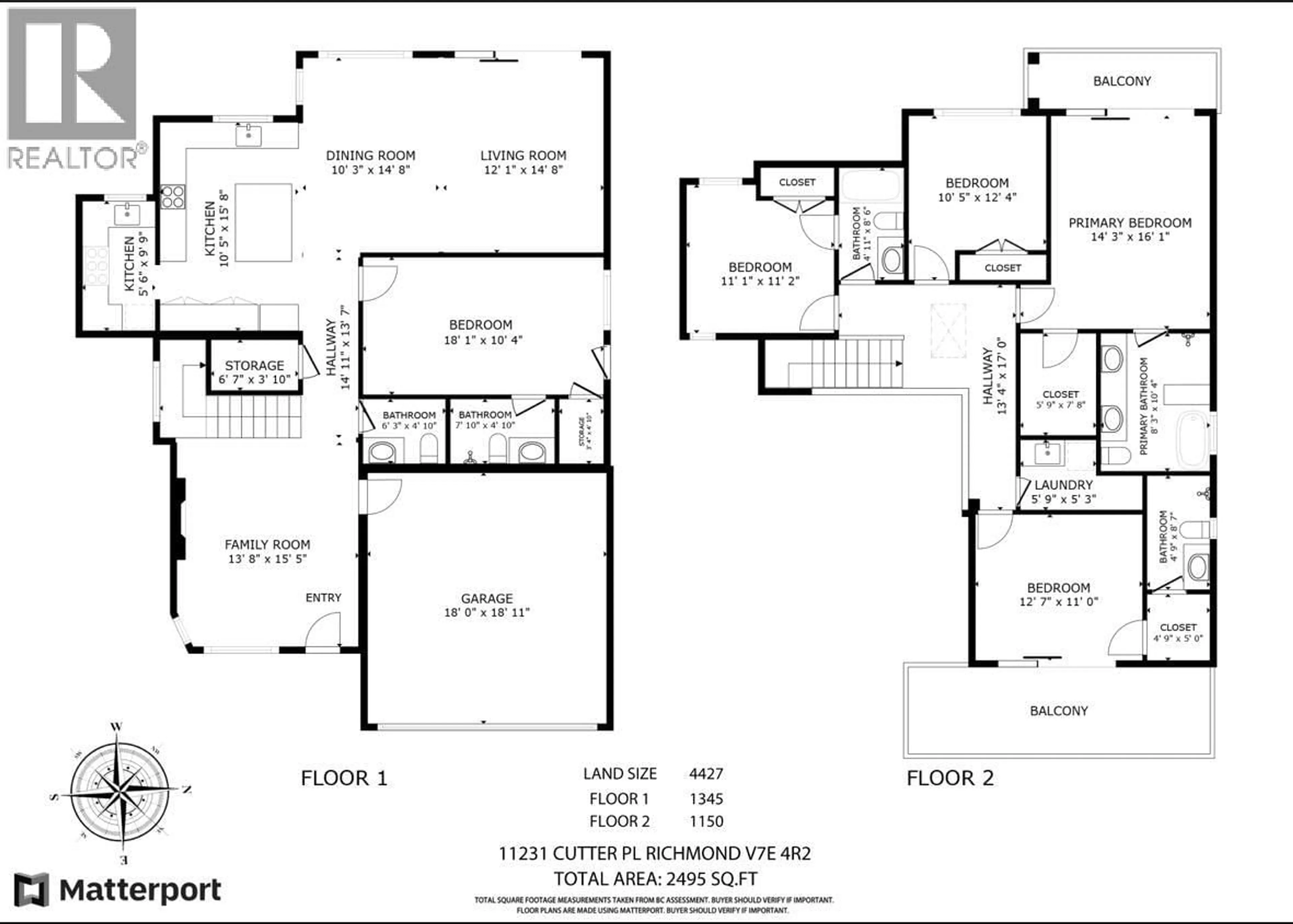 Floor plan for 11231 CUTTER PLACE, Richmond British Columbia V7E4R2