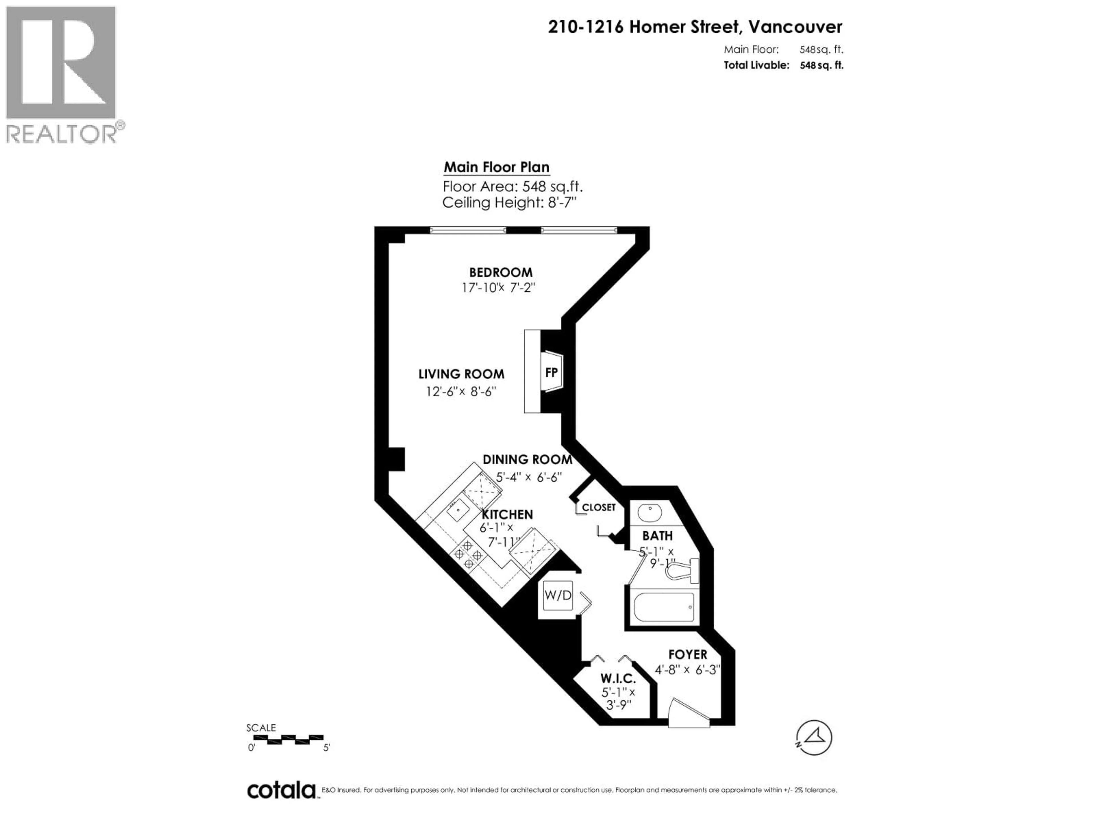 Floor plan for 210 - 1216 HOMER STREET, Vancouver British Columbia V6B6K5