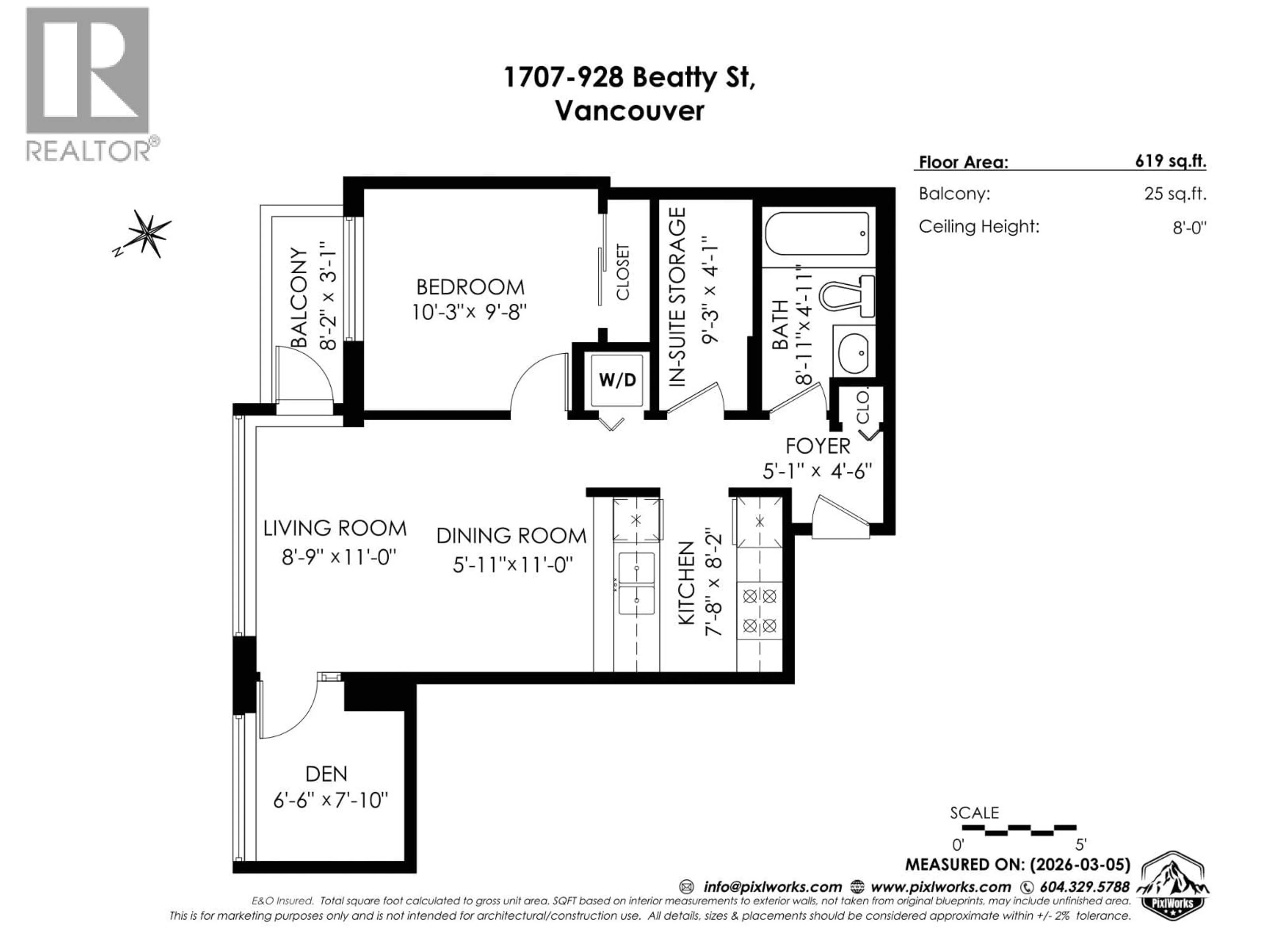 Floor plan for 1707 - 928 BEATTY STREET, Vancouver British Columbia V6Z3G6