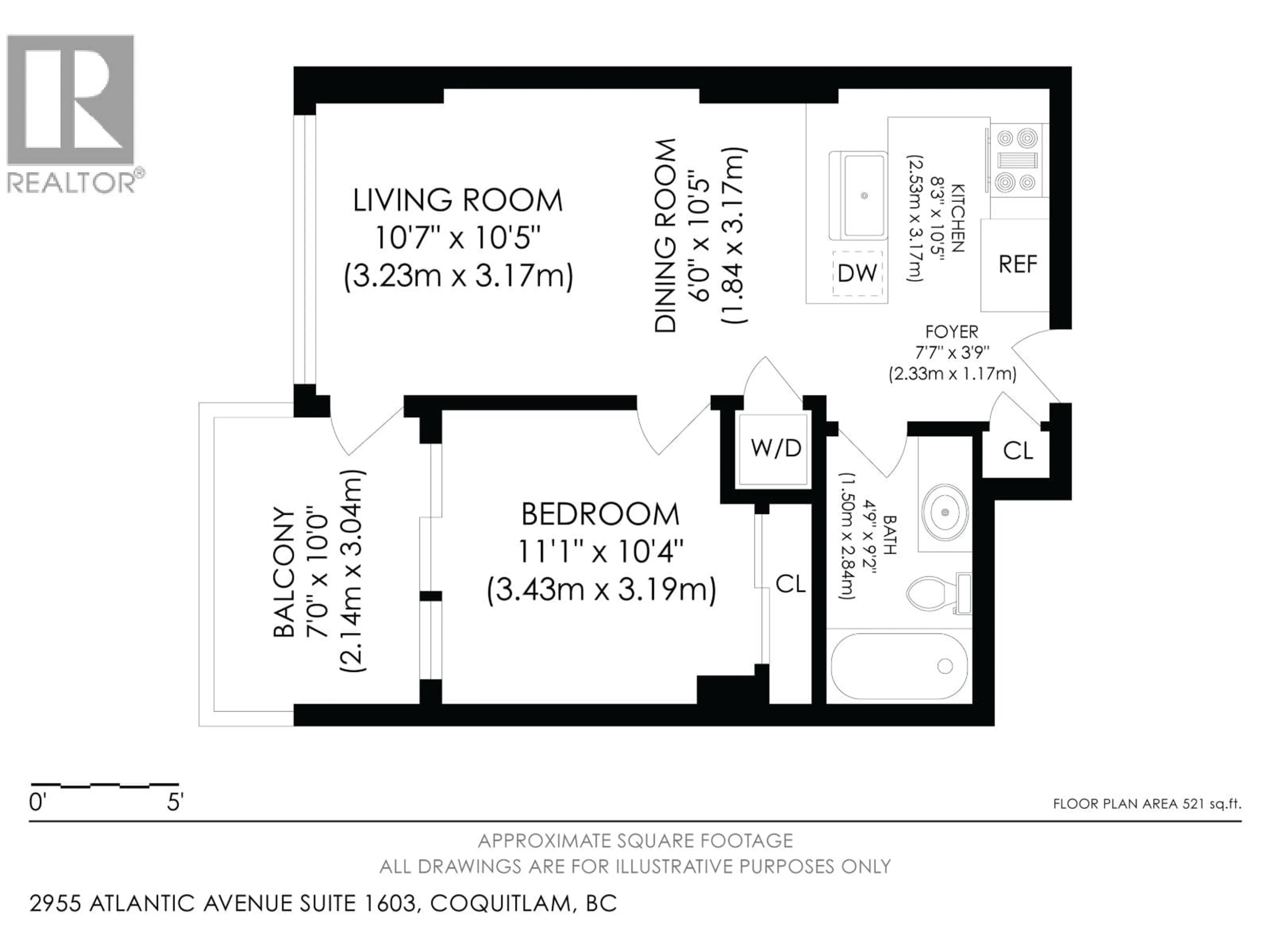 Floor plan for 1603 - 2955 ATLANTIC AVENUE, Coquitlam British Columbia V3B0H9