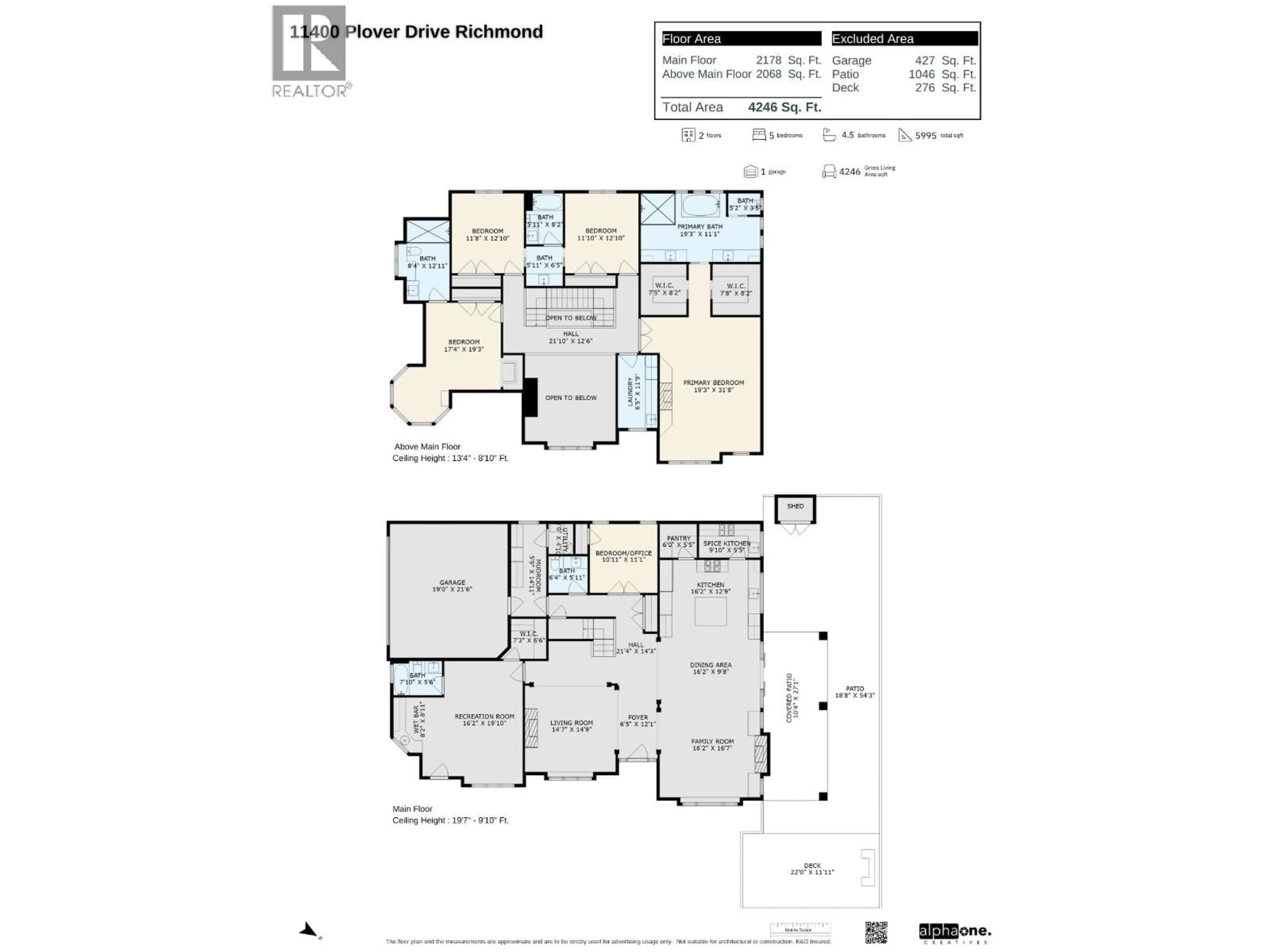 Floor plan for 11400 PLOVER DRIVE, Richmond British Columbia V7E4J6